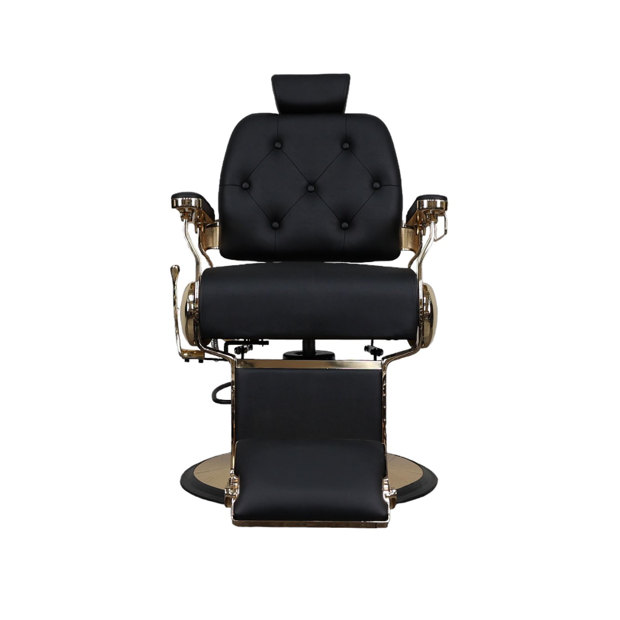 Barber Chair - Luxurious Black Leather with Gold Accents