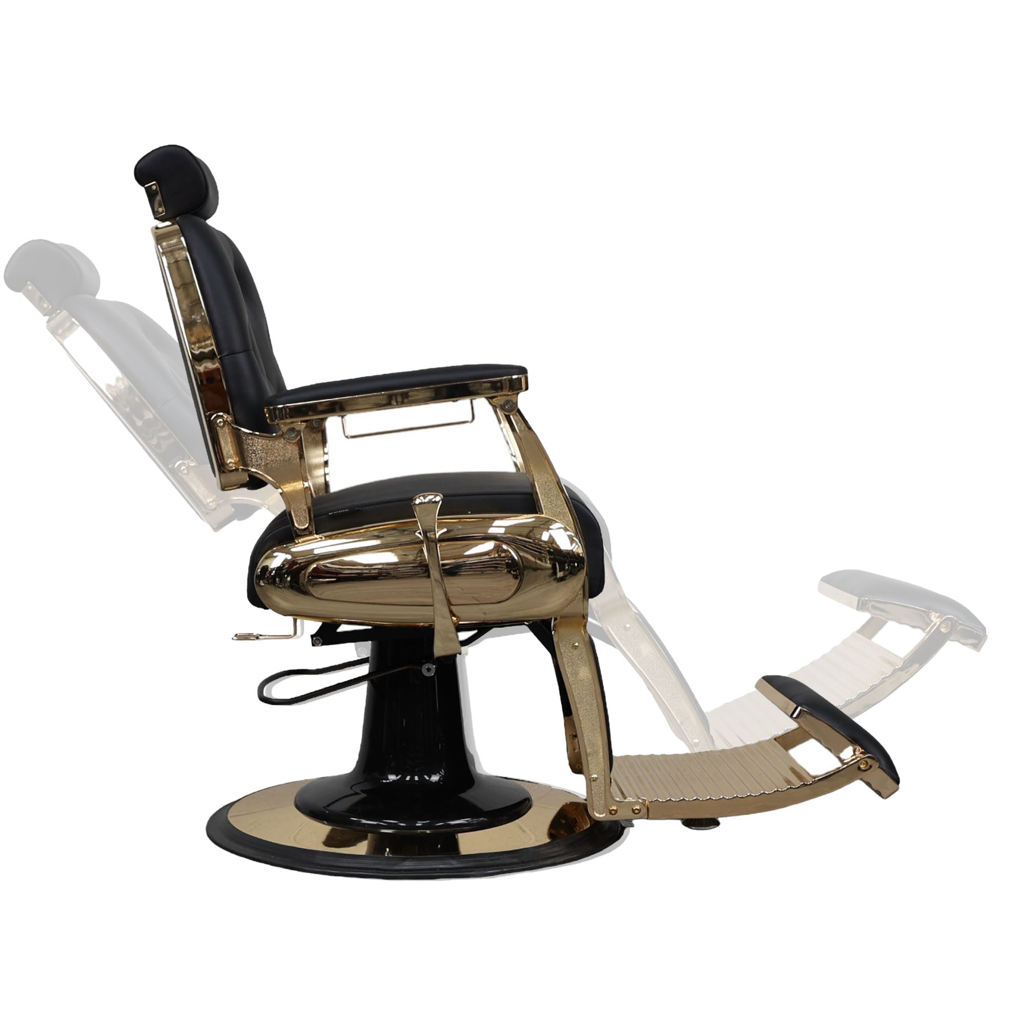 Barber Chair - Luxurious Black Leather with Gold Accents