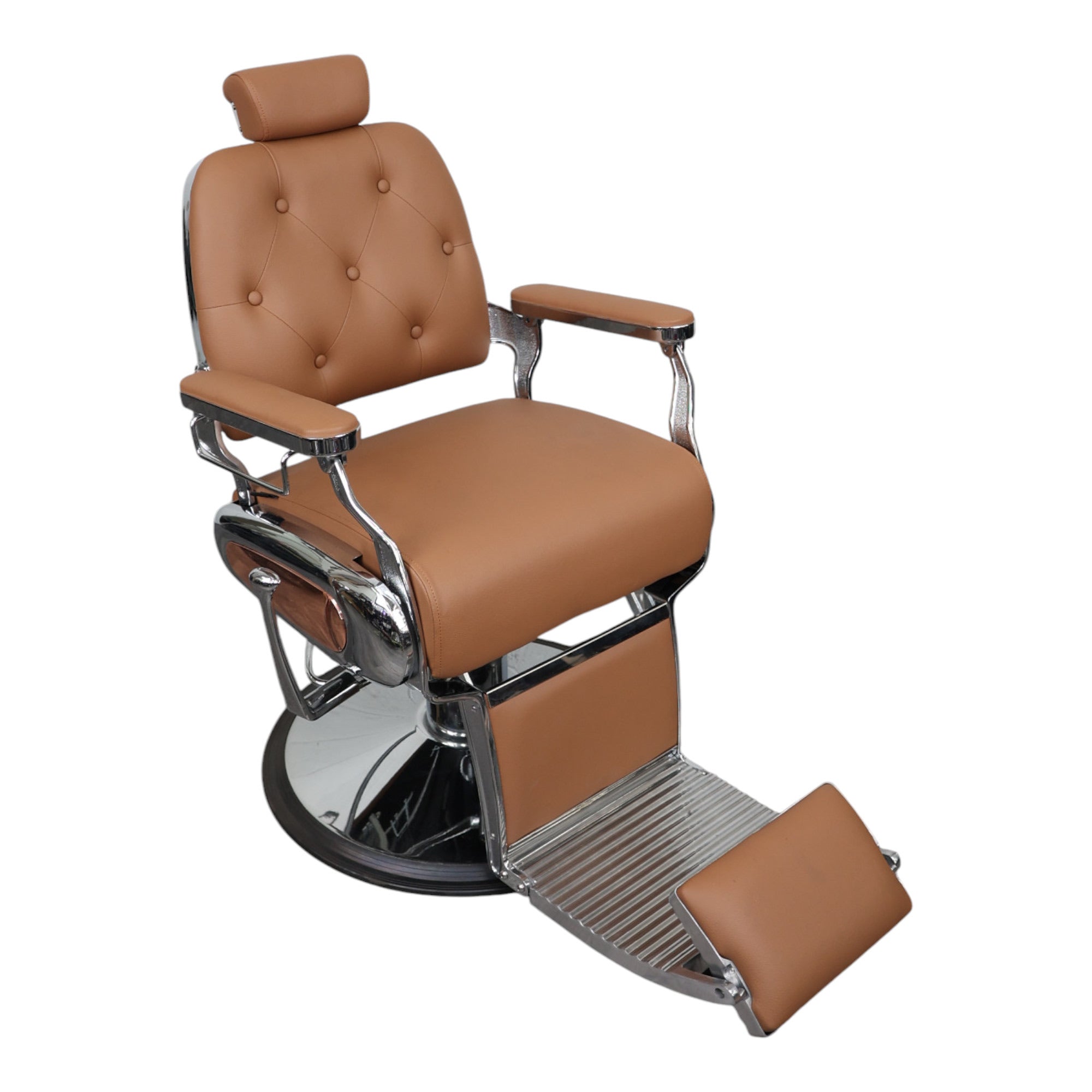 Barber Chair - Luxurious Belmont  Tan & Chrome Accents