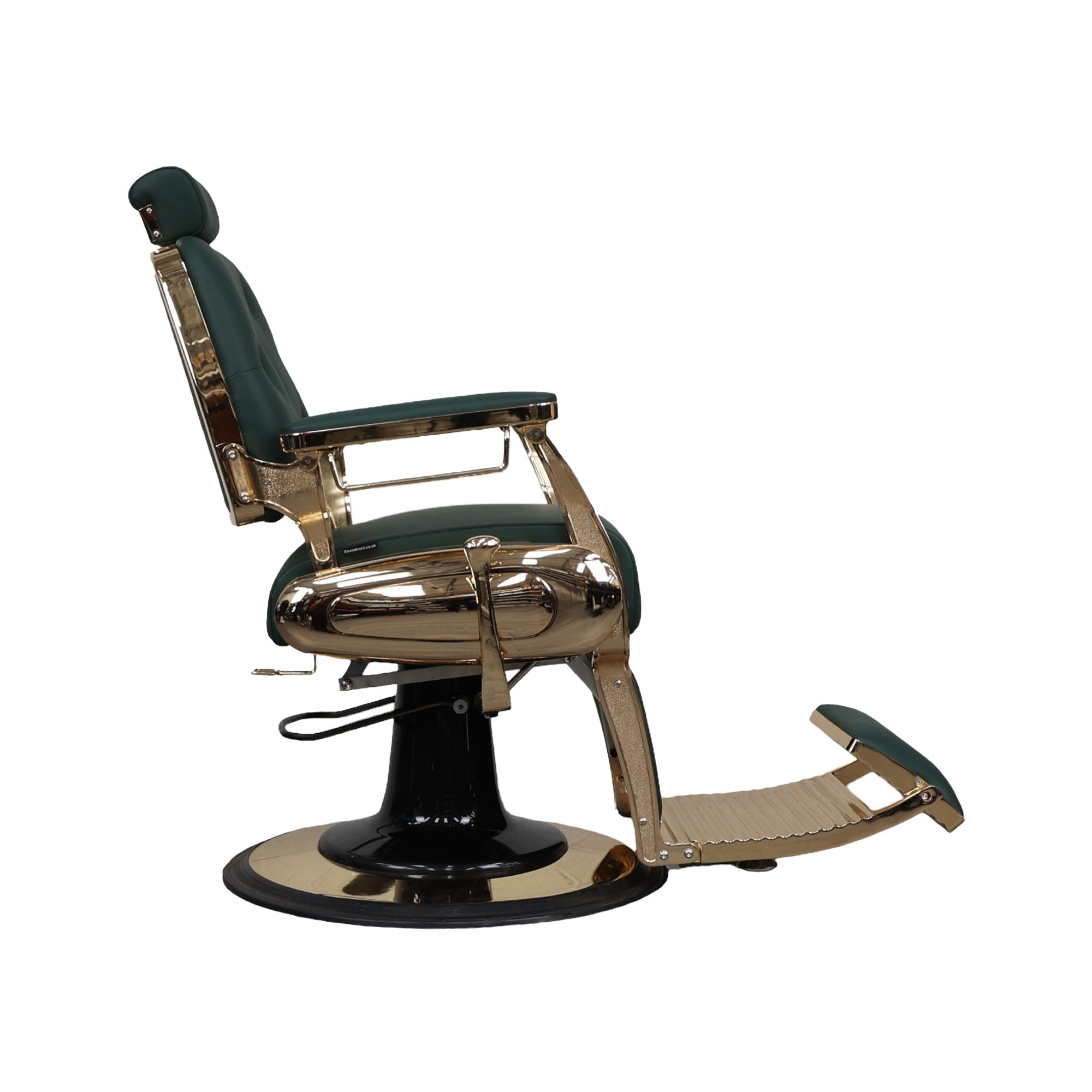Barber Chair - Luxurious Green Leather with Gold Accents