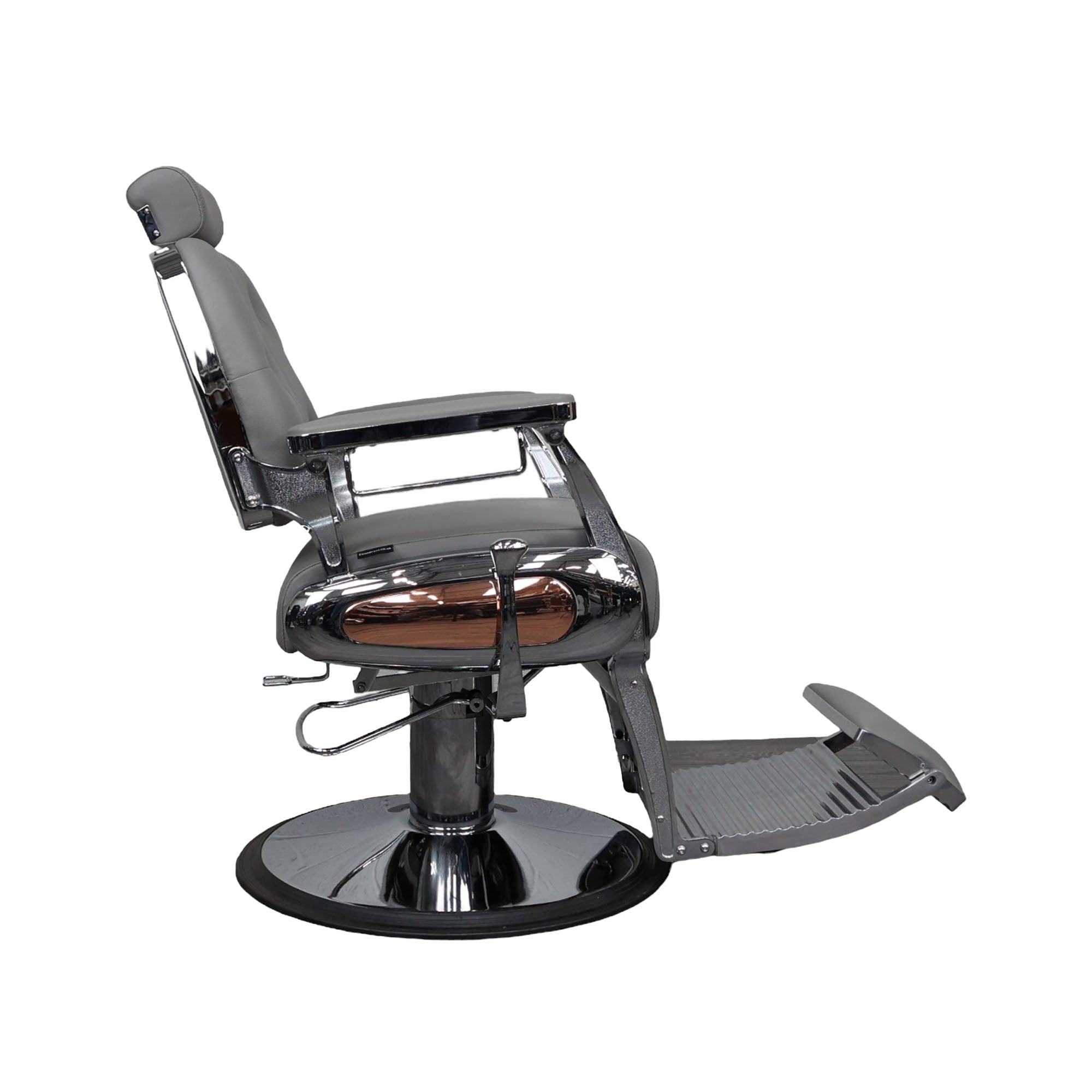 Barber Chair - Luxurious Grey Leather with Crome Accents