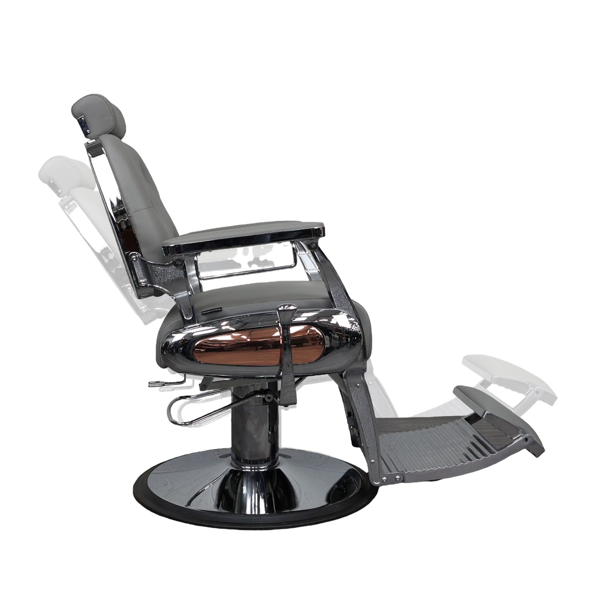 Barber Chair - Luxurious Belmont  Grey & Crome Accents