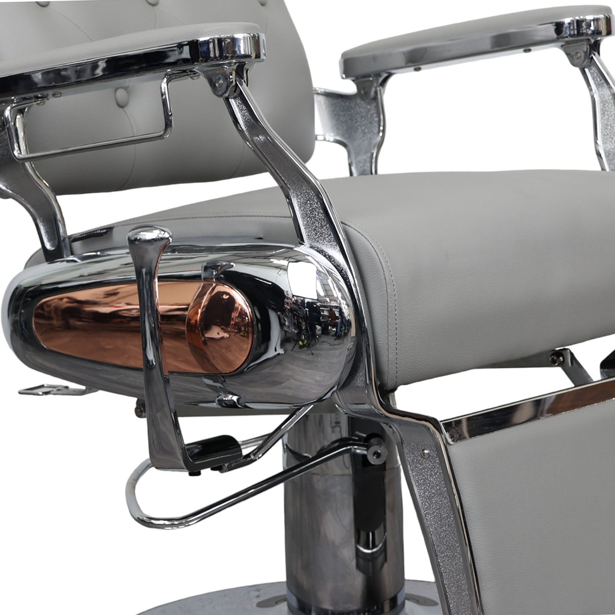 Barber Chair - Luxurious Belmont  Grey & Crome Accents