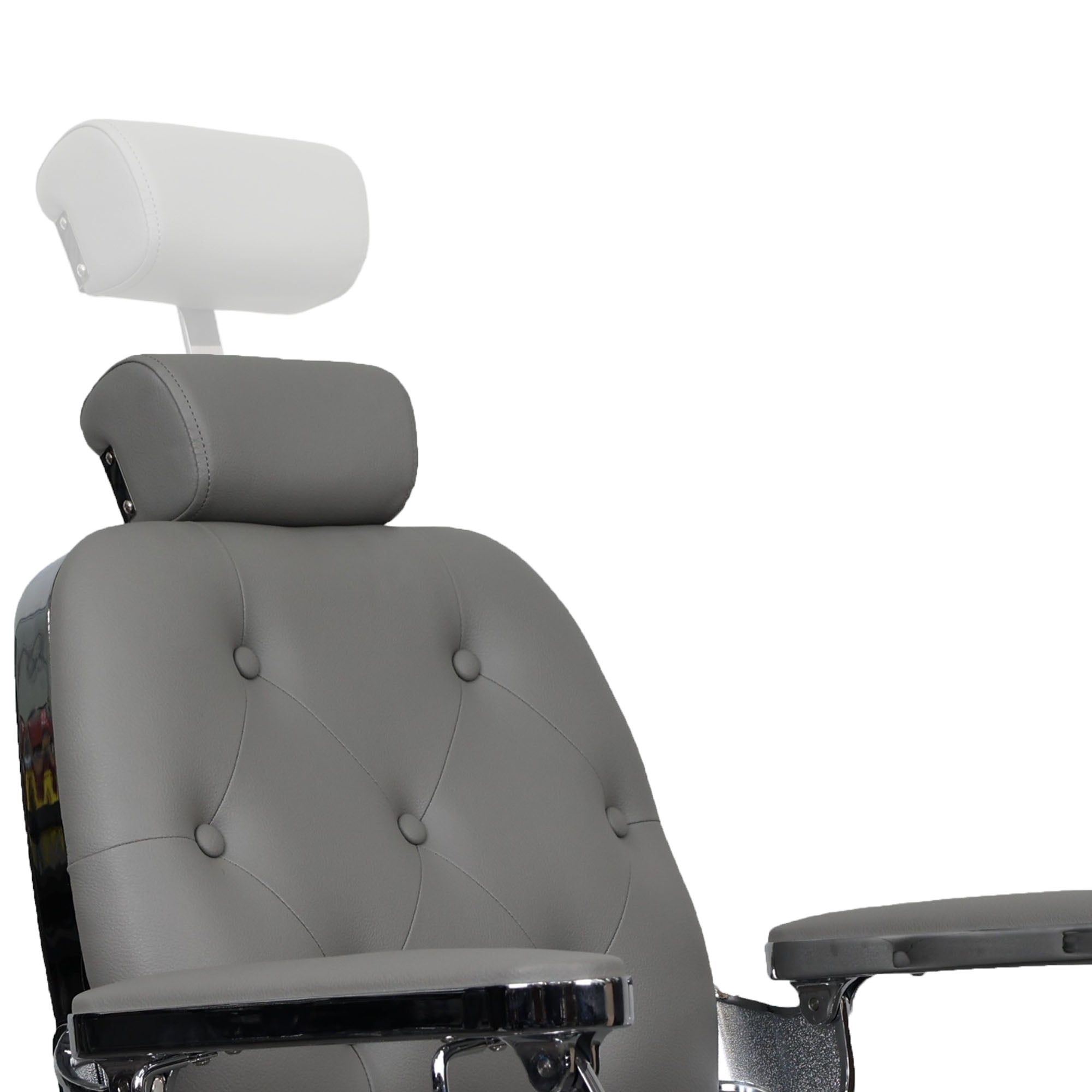 Barber Chair - Luxurious Belmont  Grey & Crome Accents