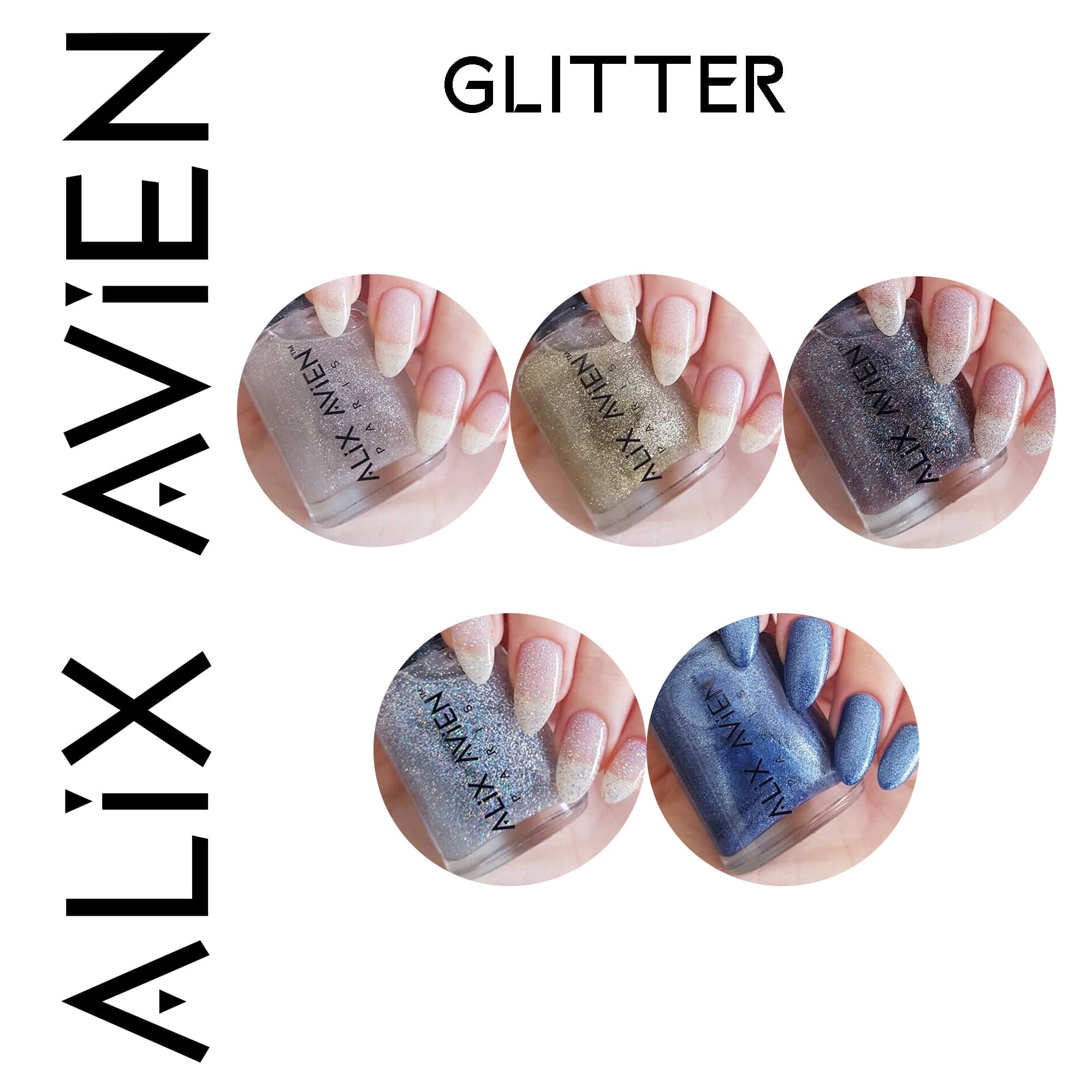Alix Avien - Nail Polish No.40 (Denim Blue Glitter) - Eson Direct