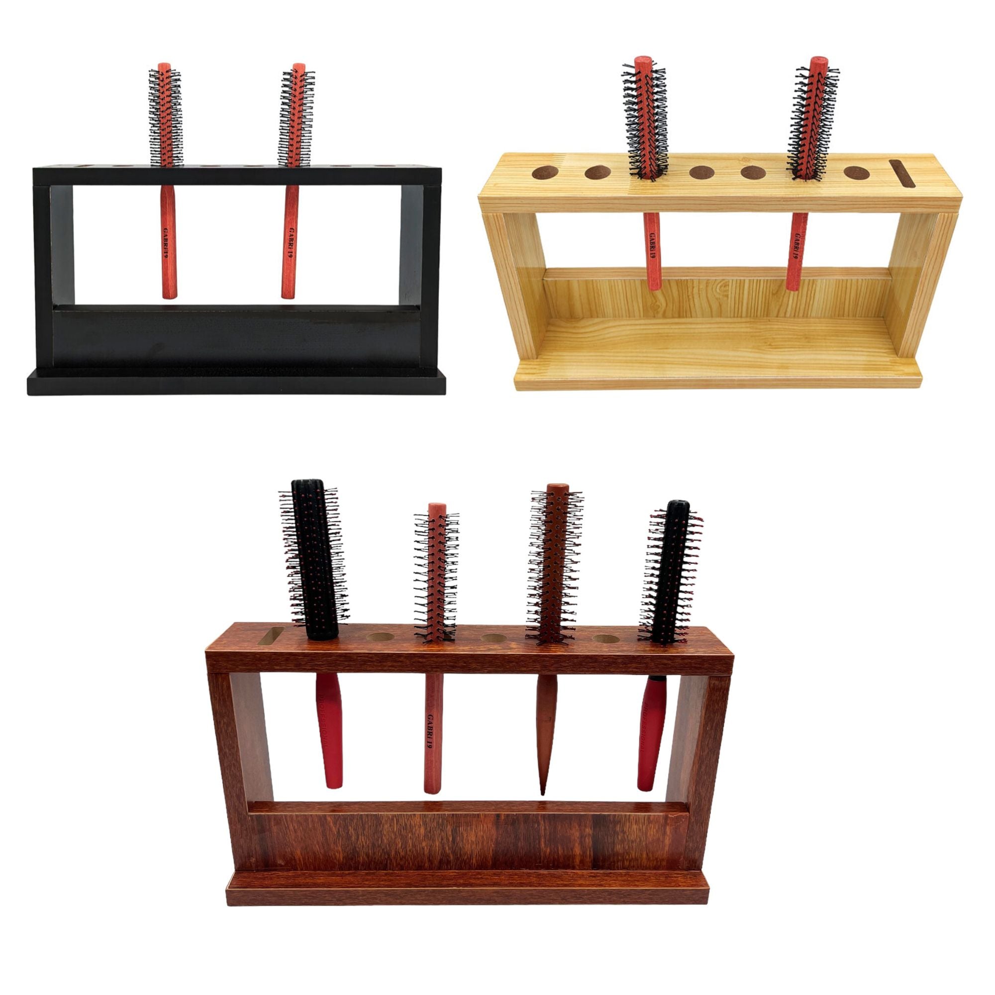 Eson - Scissor & Brush Holder Wooden Stand