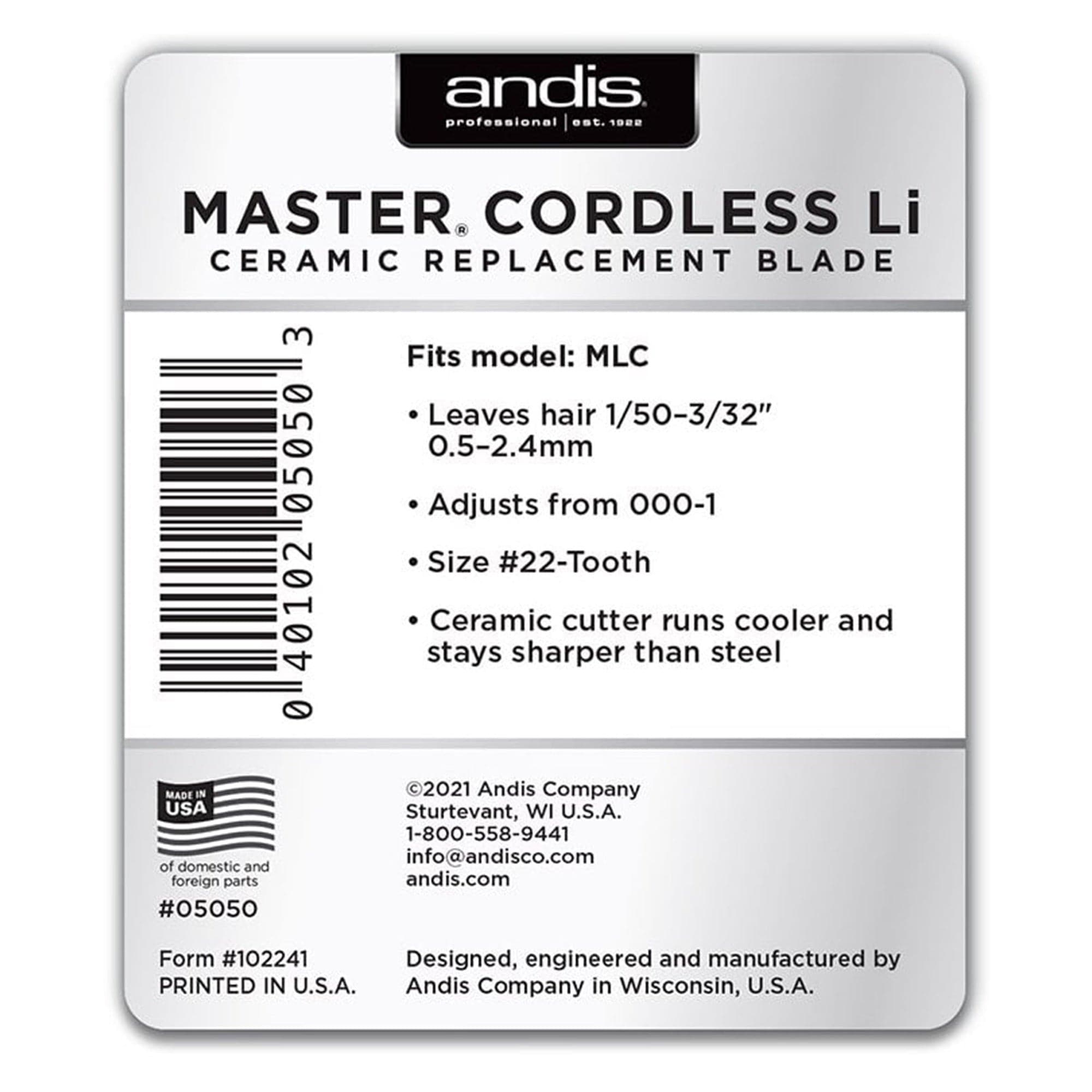 Andis - Master Cordless Li Ceramic Replacement Blade #05050 - Eson Direct