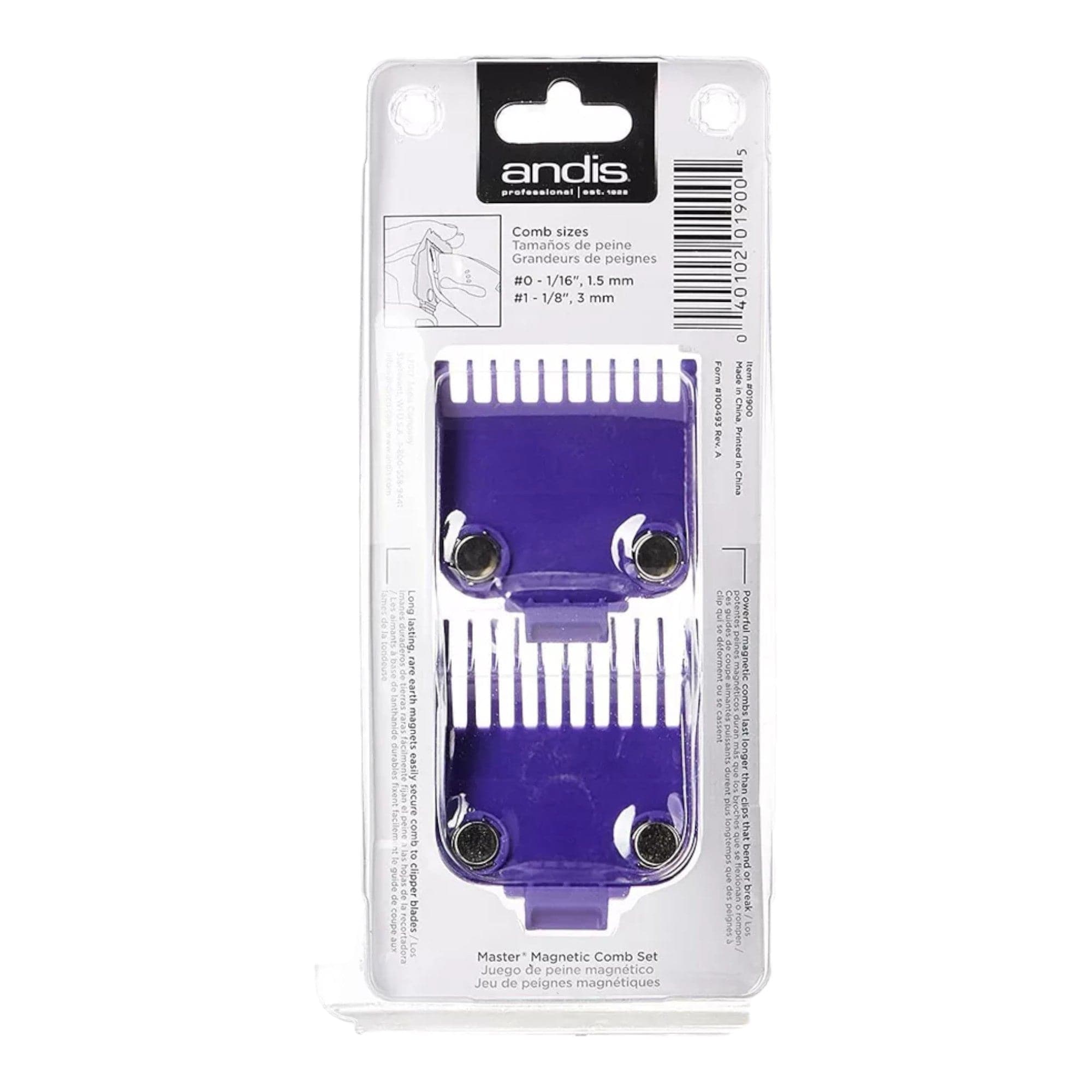 Andis - Master Magnetic Comb Set - Dual Pack 0 & 1 Sizes: 0, 1 (1/16", 1/8") for Master Clipper Series AS01900N