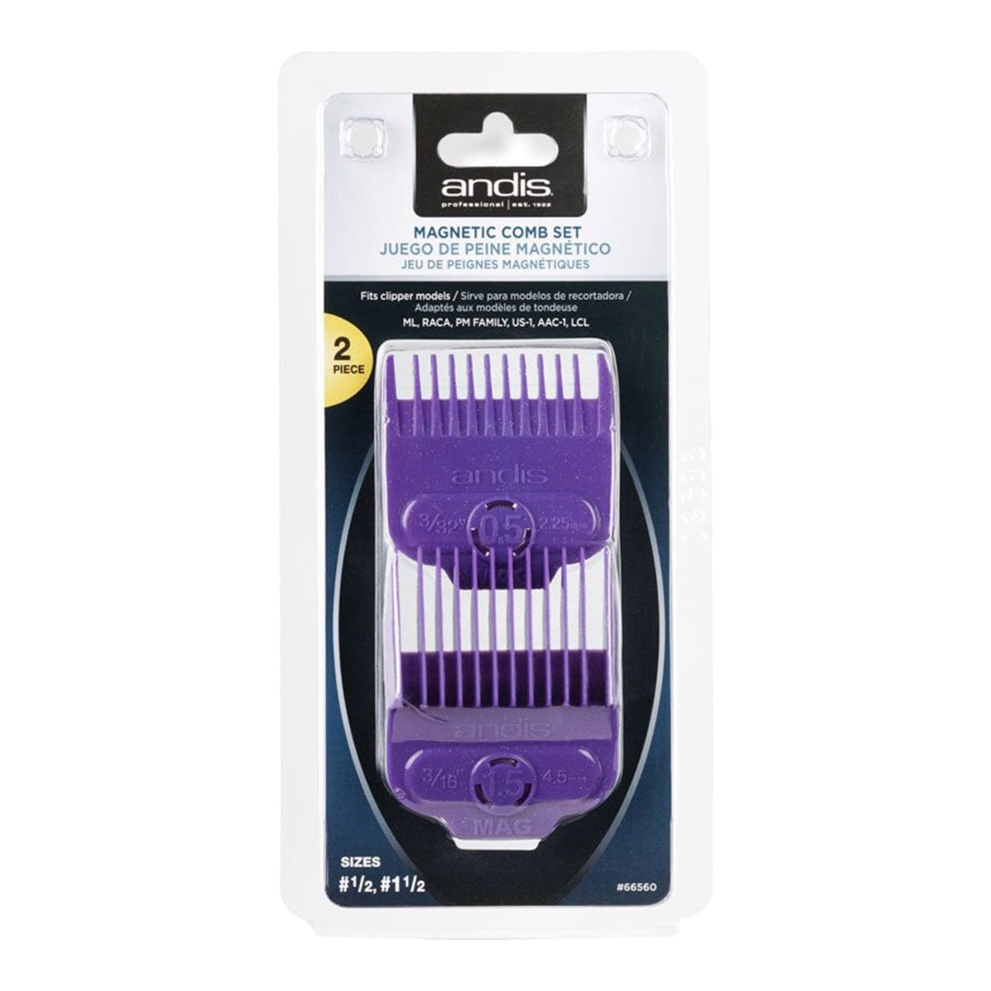 Andis - Single Magnetic Comb Guards Set 66560 0.5 & 1.5