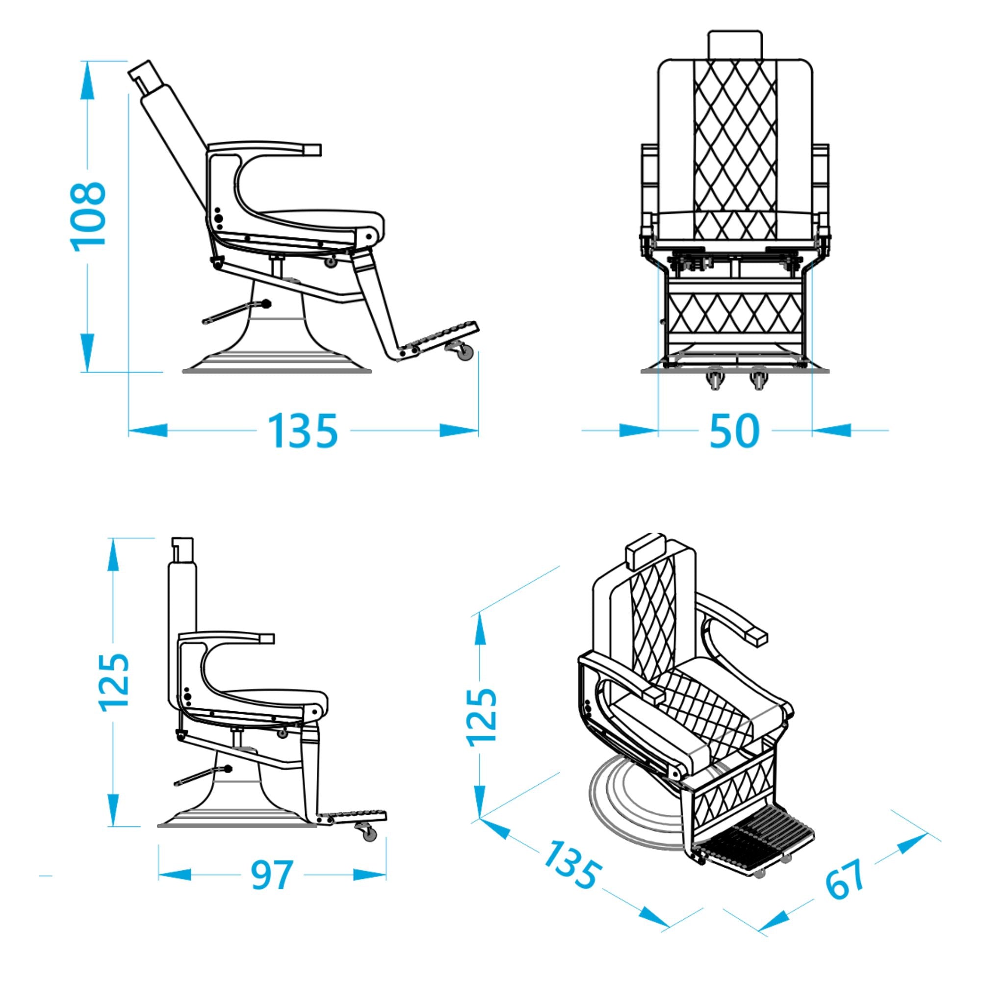 Alpeda - Ares Man Ba Barber Chair (Nickel Finish)