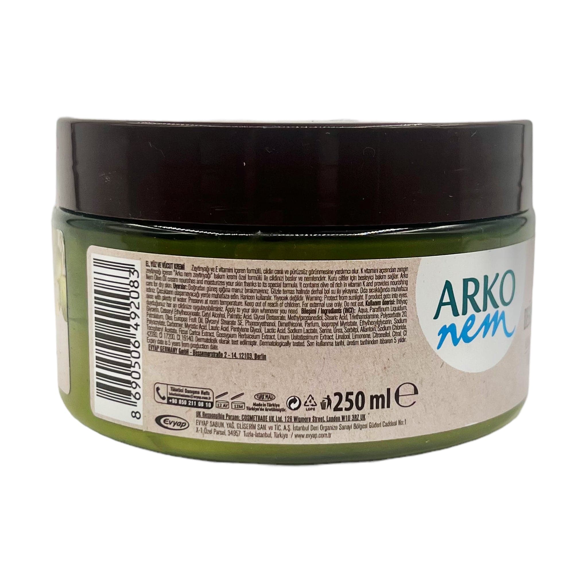 Arko - Nem Revitalizing Care Cream Olive Oil 250ml - Eson Direct