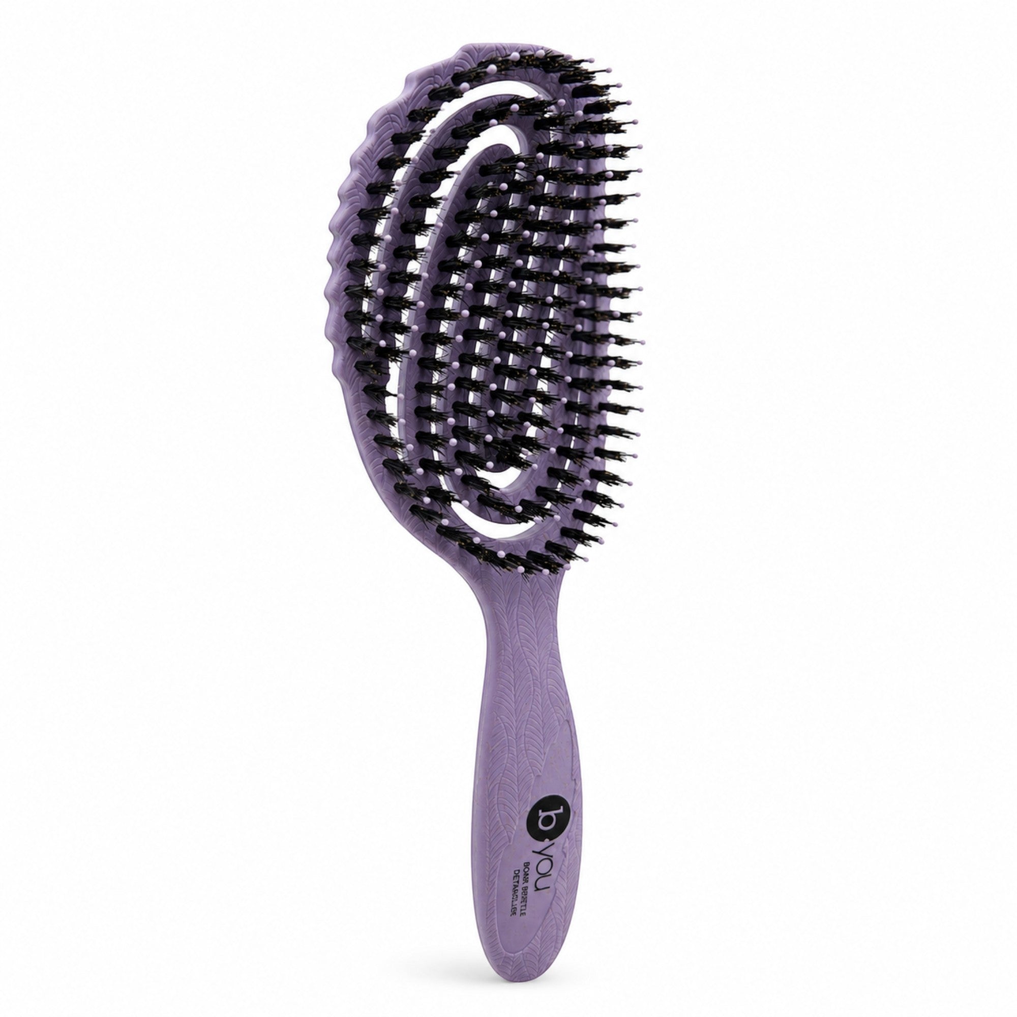 B.You - Boar Bristle Detangler Wheat Straw Brush Pastel Bloom Lilac