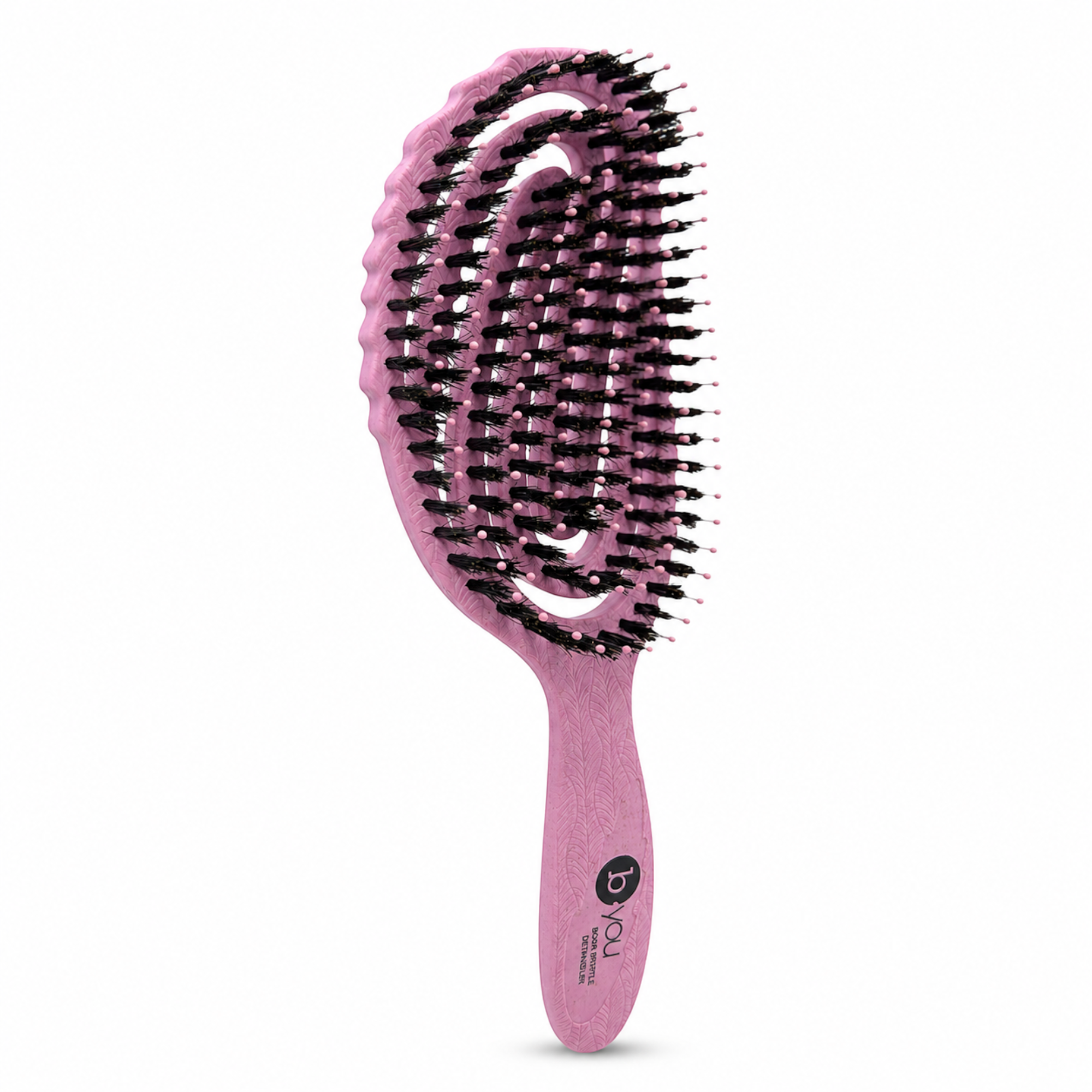 B.You - Boar Bristle Detangler Wheat Straw Brush Pastel Bloom Pink