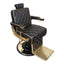 Barber Chair - Elegant Black & Gold Diamond-Stitched & Gold Accents