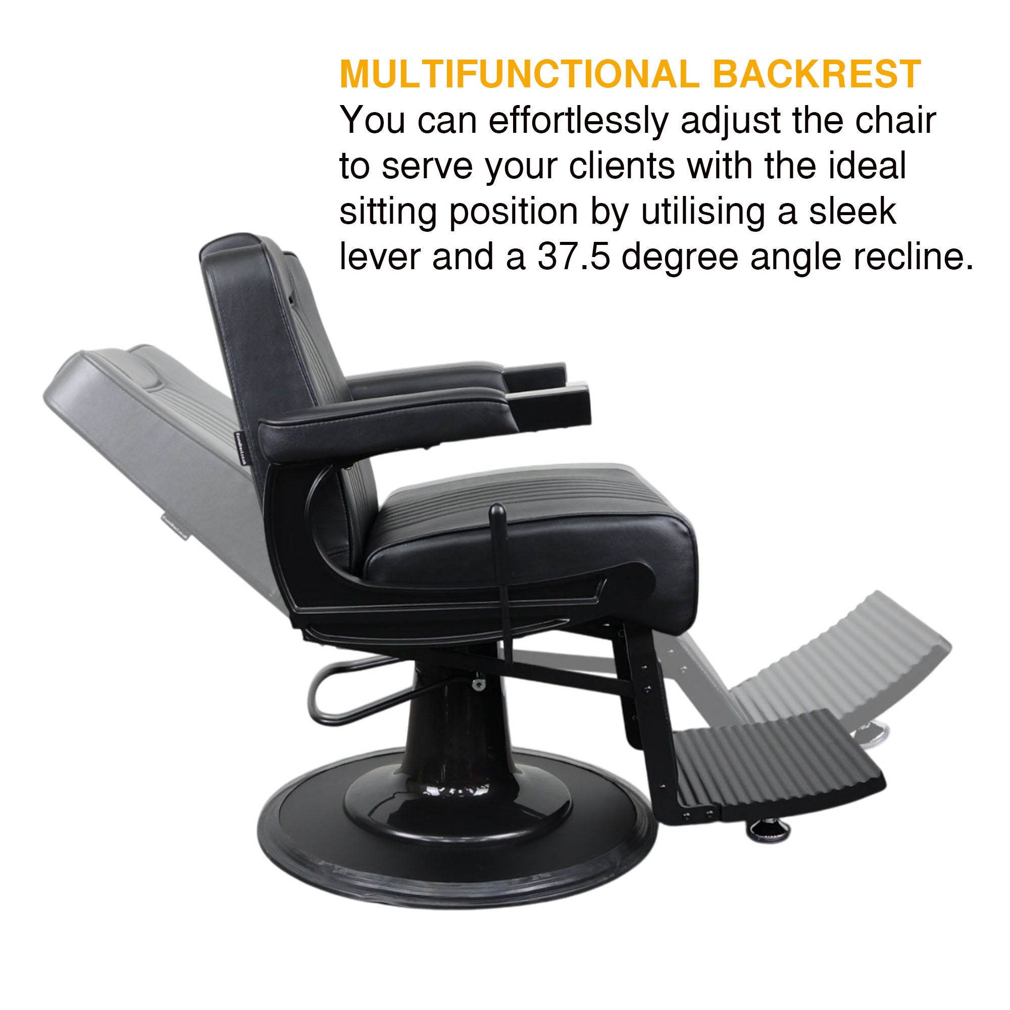 Barber Chair - Retro Black & Matte Black Accents