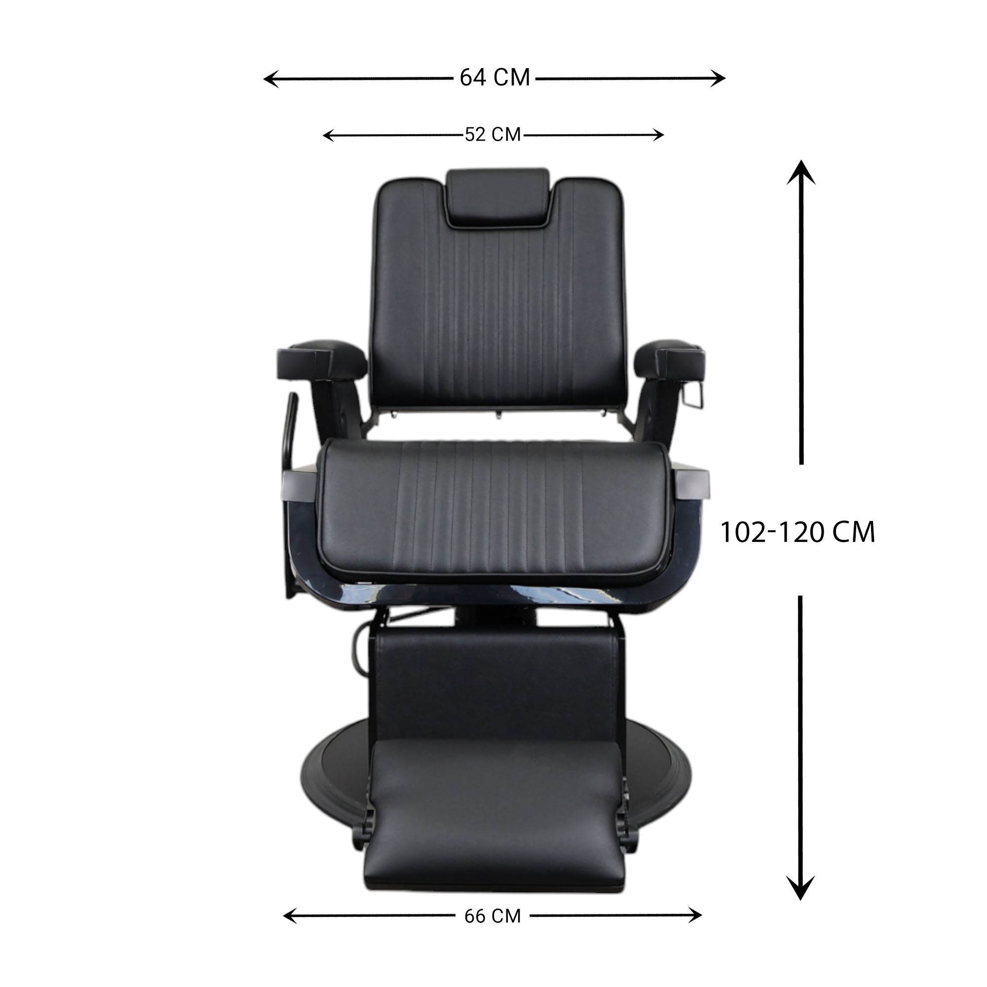 Barber Chair - Retro With Reversible Footrest Black & Matte Black Accents