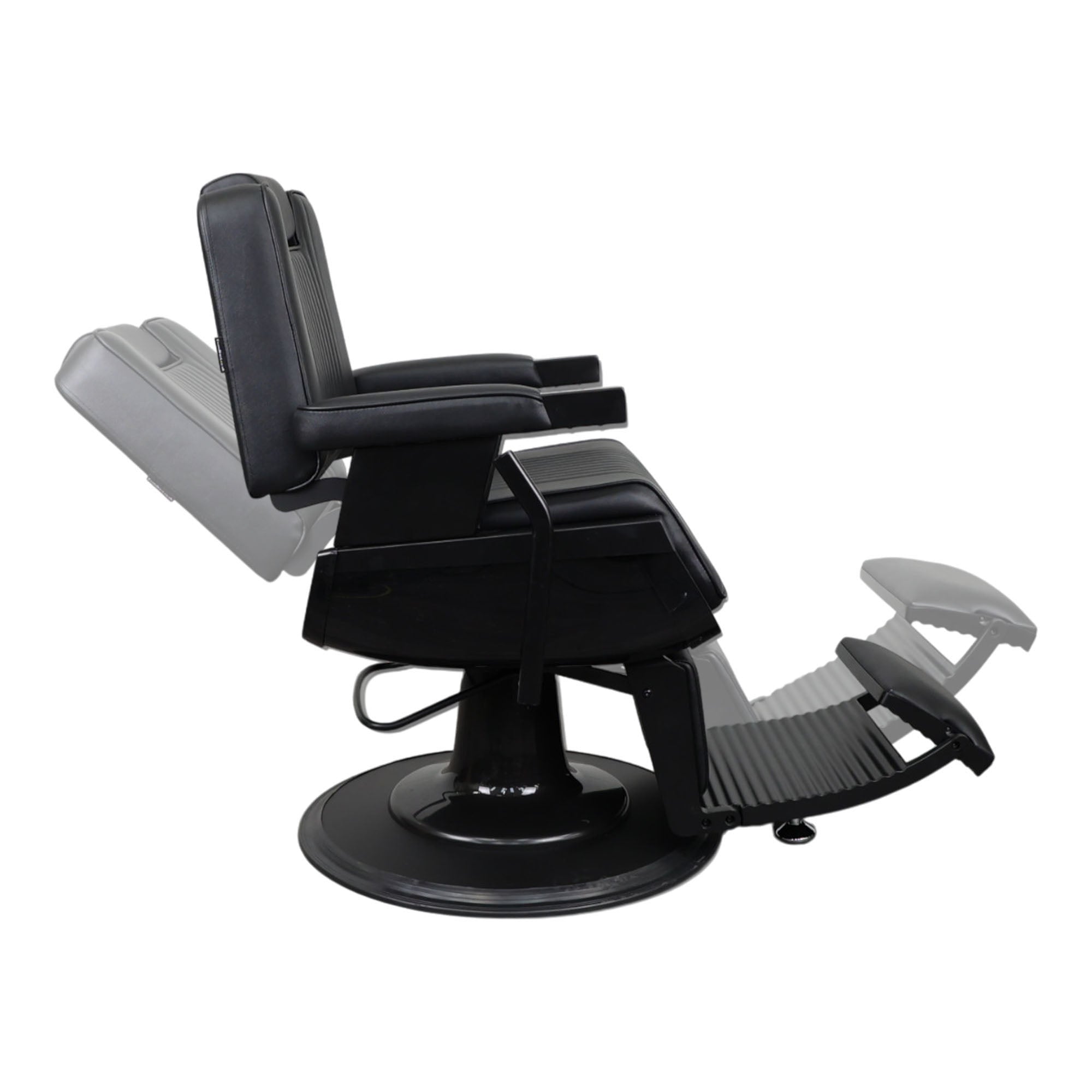 Barber Chair - Retro With Reversible Footrest Black & Matte Black Accents