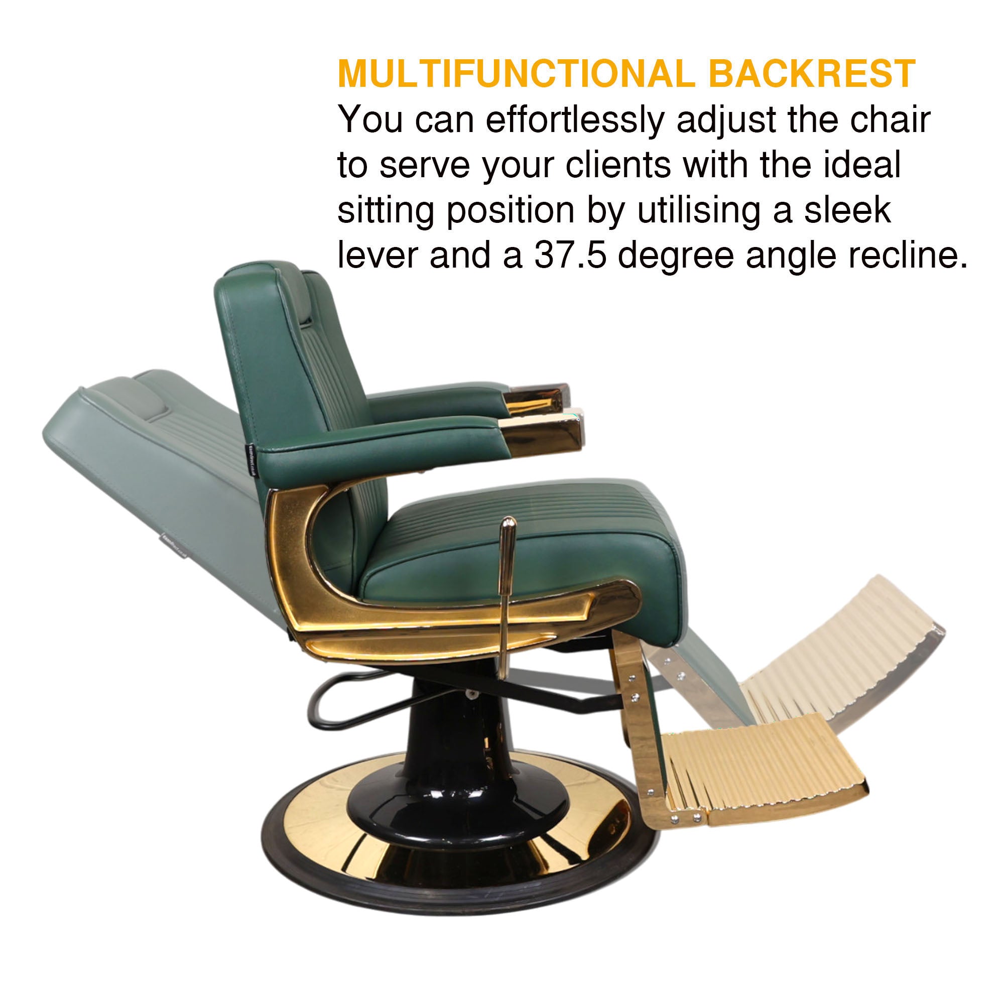 Barber Chair - Retro Green & Gold Accents