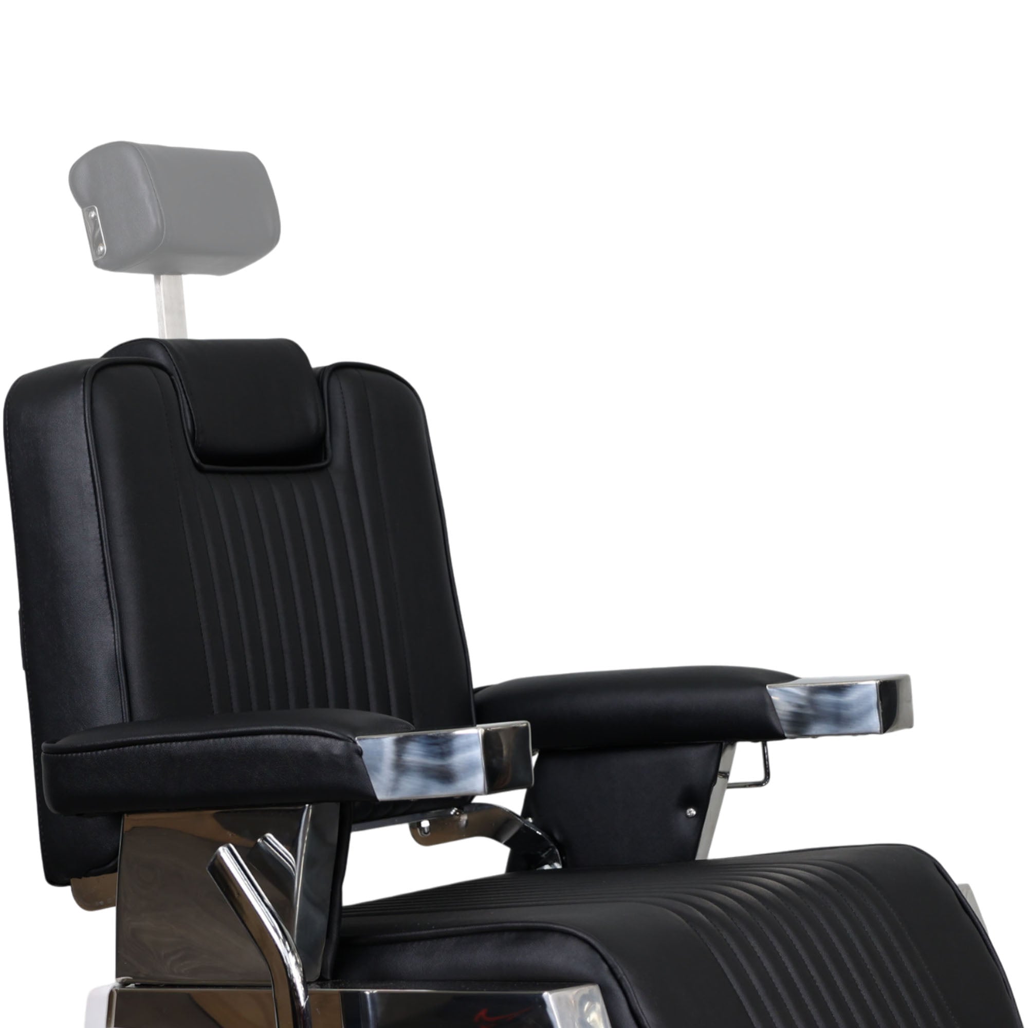 Barber Chair - Retro With Reversible Footrest Black & Chrome Accents