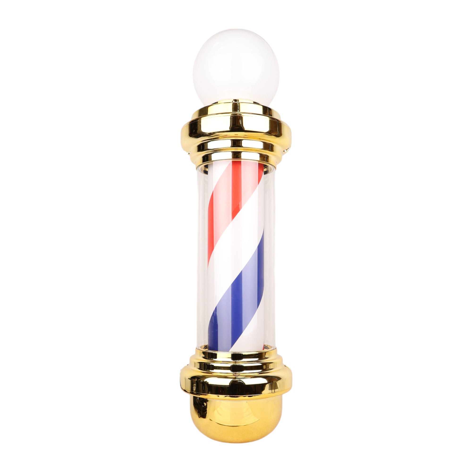 Gabri - Barber Pole Light With Open Sign (Gold Red White Blue Stripes) 70cm