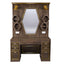 Barber Station Unit - Dark Wood Station With Hexagonal LED Mirror & Gold Trim