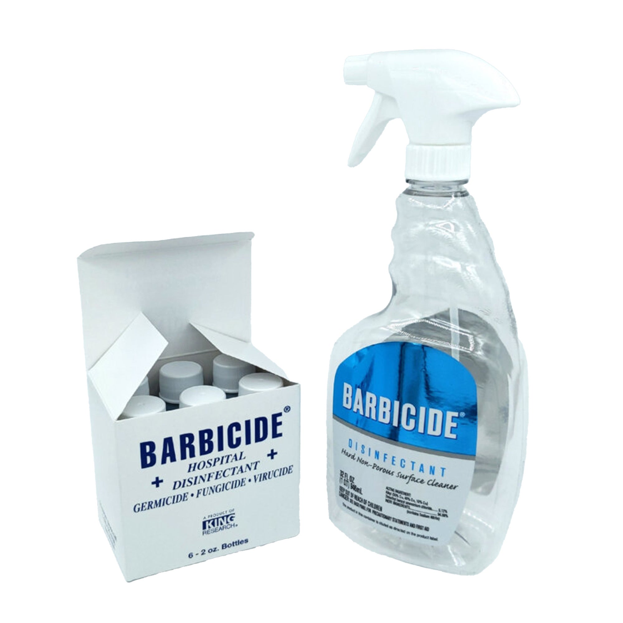 Barbicide - Hospital-Grade Disinfectant Spray Kit 6x59ml (2oz) Refills + Large Spray Bottle - Eson Direct