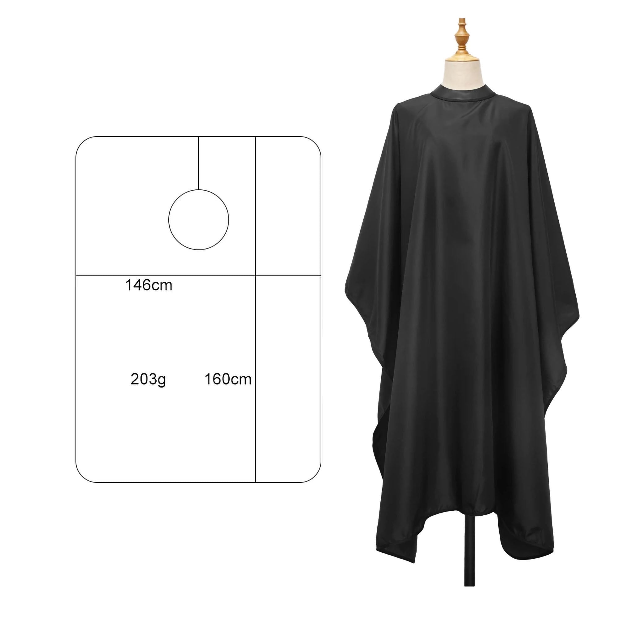 Eson - Barber Hairdressing Hair Cutting Capes & Gowns With Silicone Neckline Black