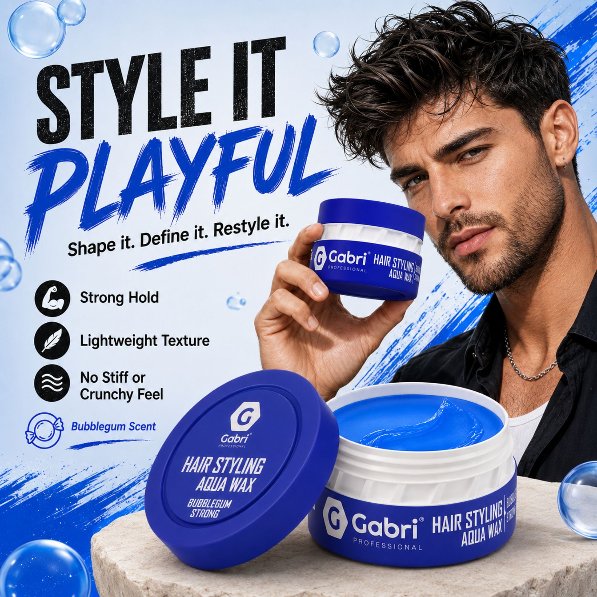 Gabri Professional - Hair Styling Aqua Wax Bubblegum Strong 150ml