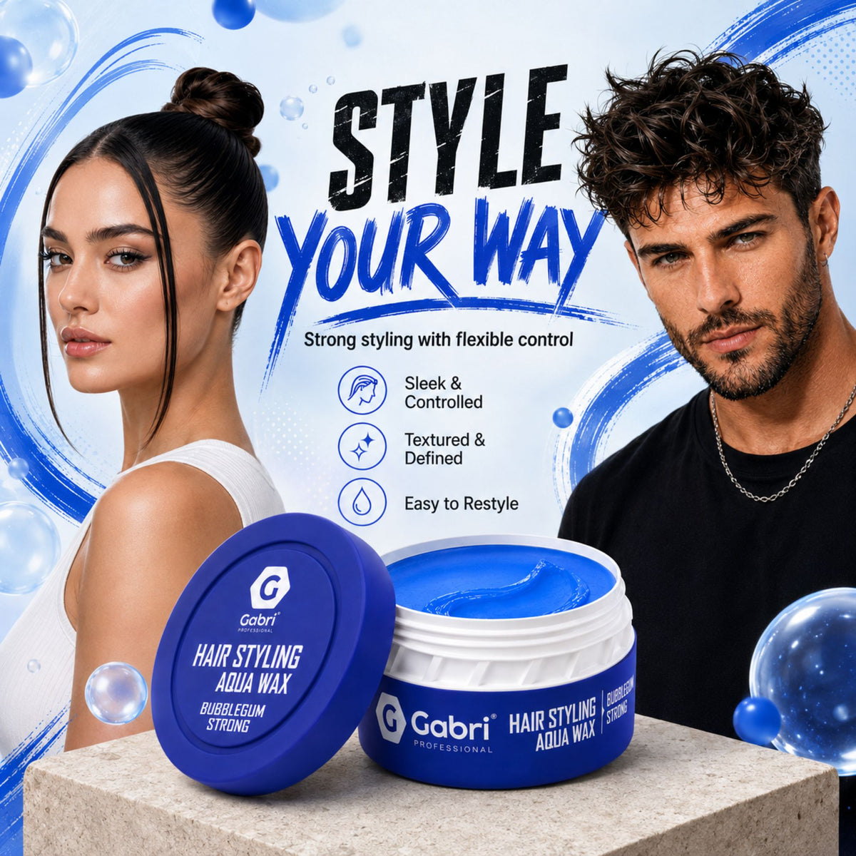 Gabri Professional - Hair Styling Aqua Wax Bubblegum Strong 150ml