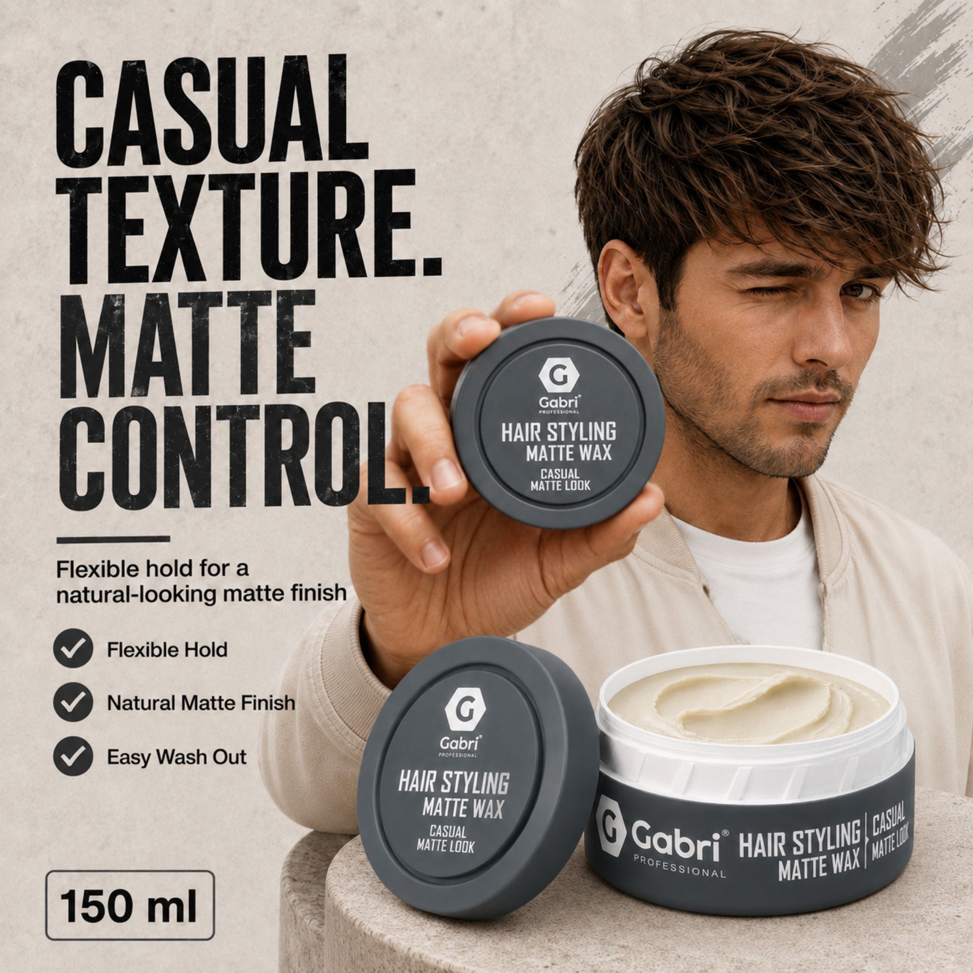 Gabri Professional - Hair Styling Aqua Wax Casual Matte Look 150ml