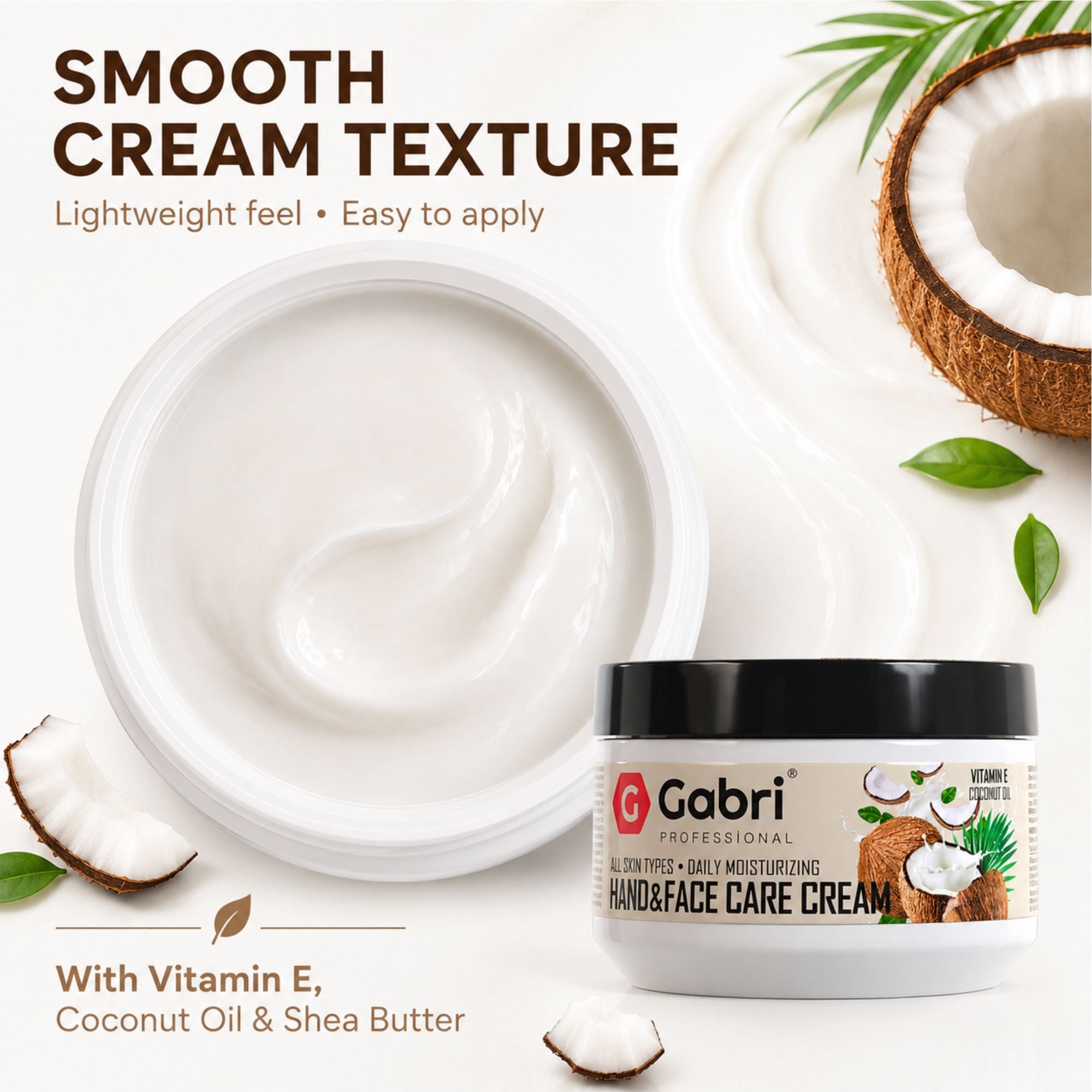 Gabri Professional - Hand & Face Care Cream Vitamin E Coconut Oil 300ml