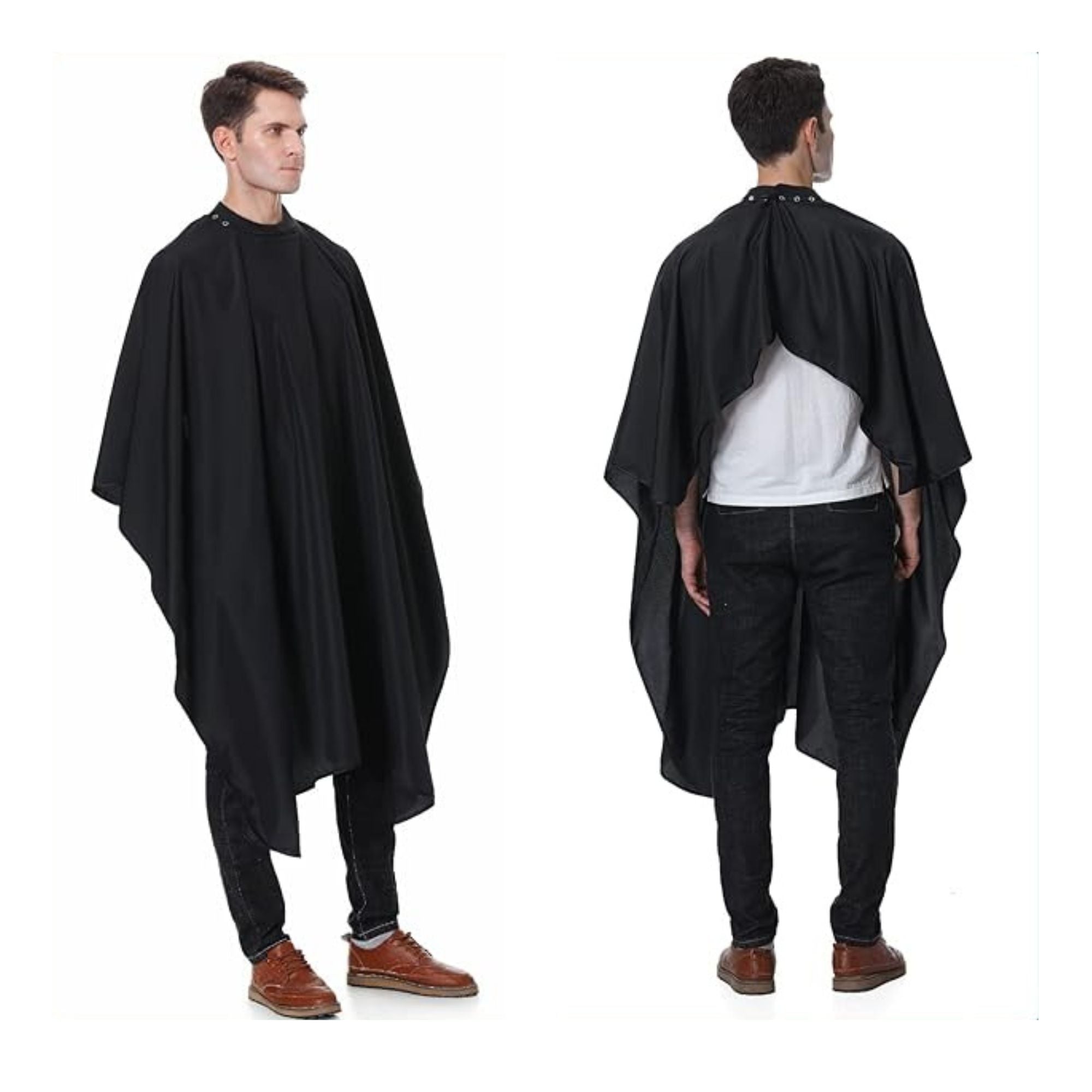 Hair Tools - Deluxe Barber Gown Black With Poppers