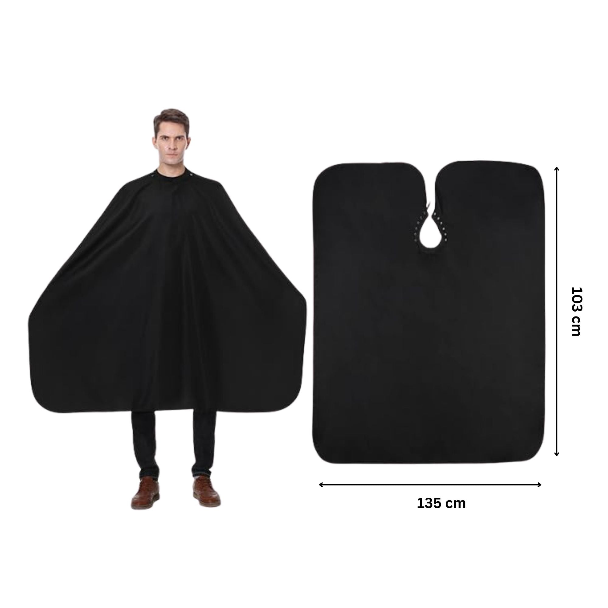 Hair Tools - Deluxe Barber Gown Black With Poppers