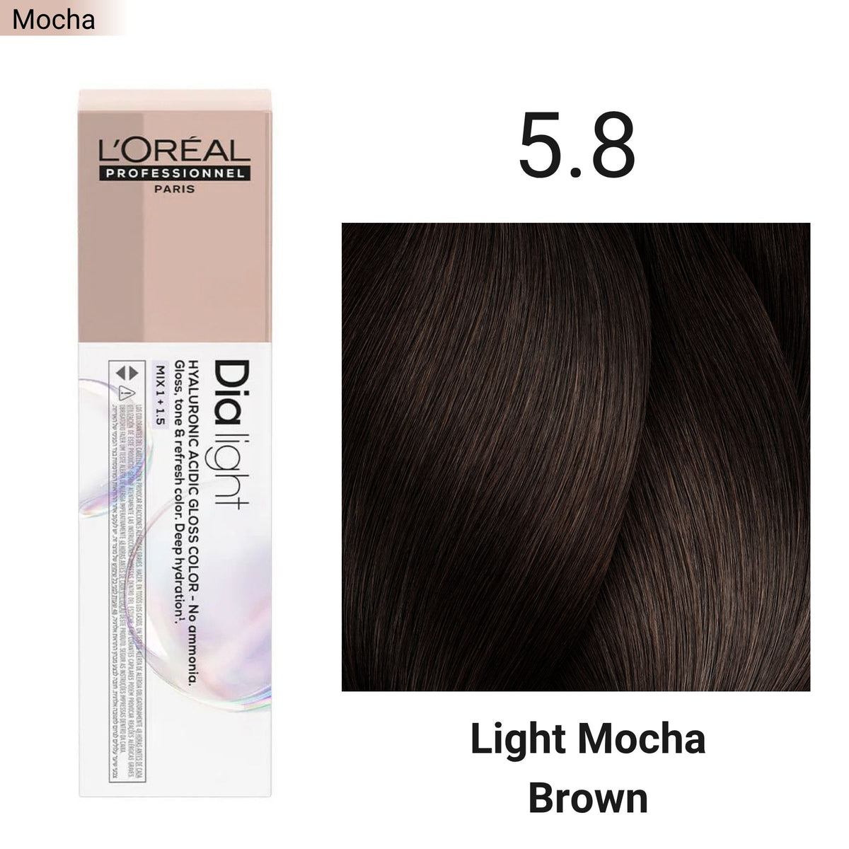 Loreal Professionnel - Dia Light Demi Permanent Hyaluronic Acidic Gloss Colour Mocha Series 60ml