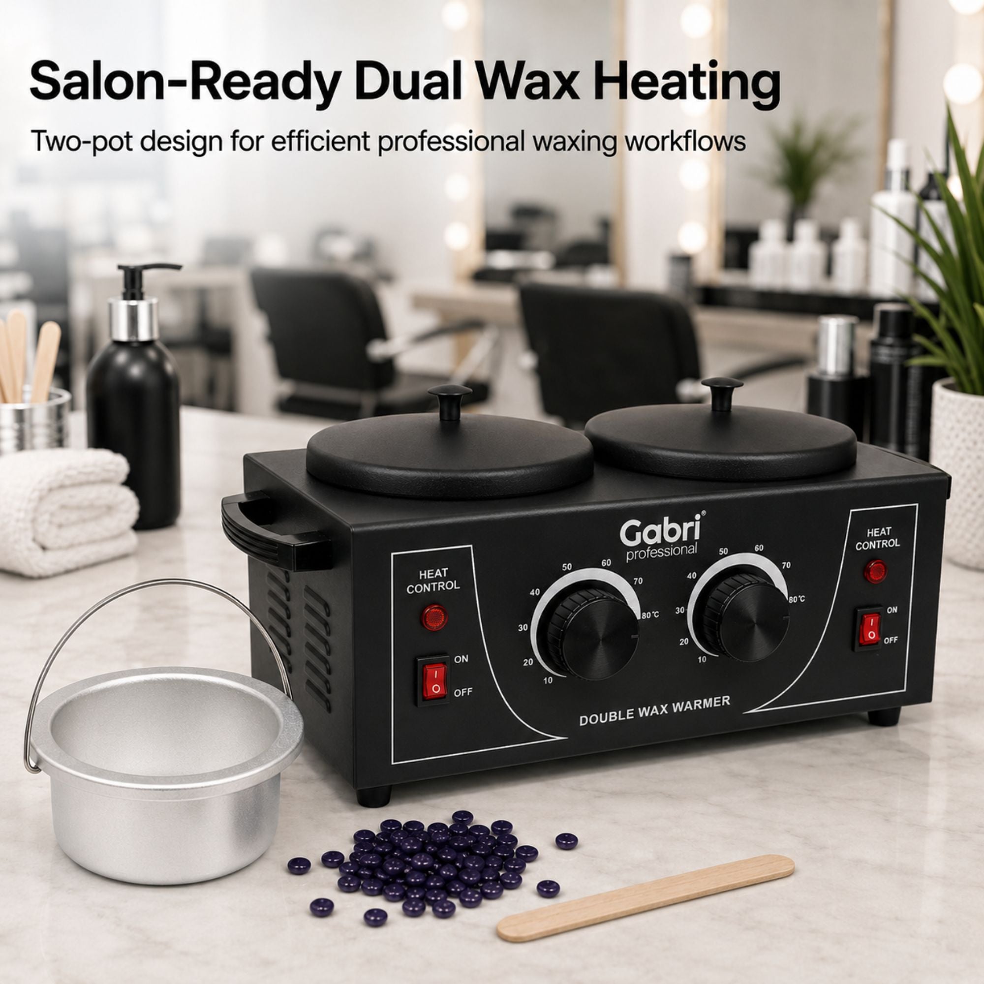 Gabri - Double Pot Wax Heater Warmer (Black)