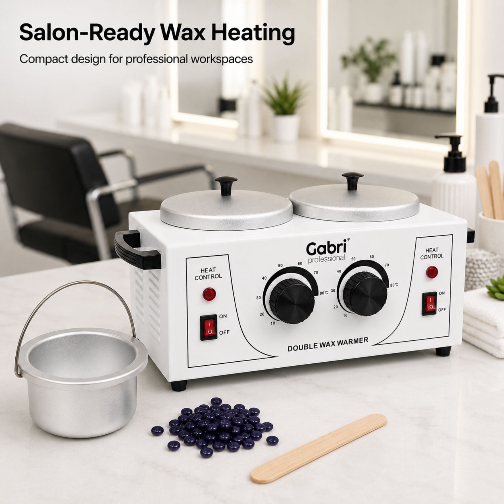 Gabri - Double Pot Wax Heater Warmer (White)