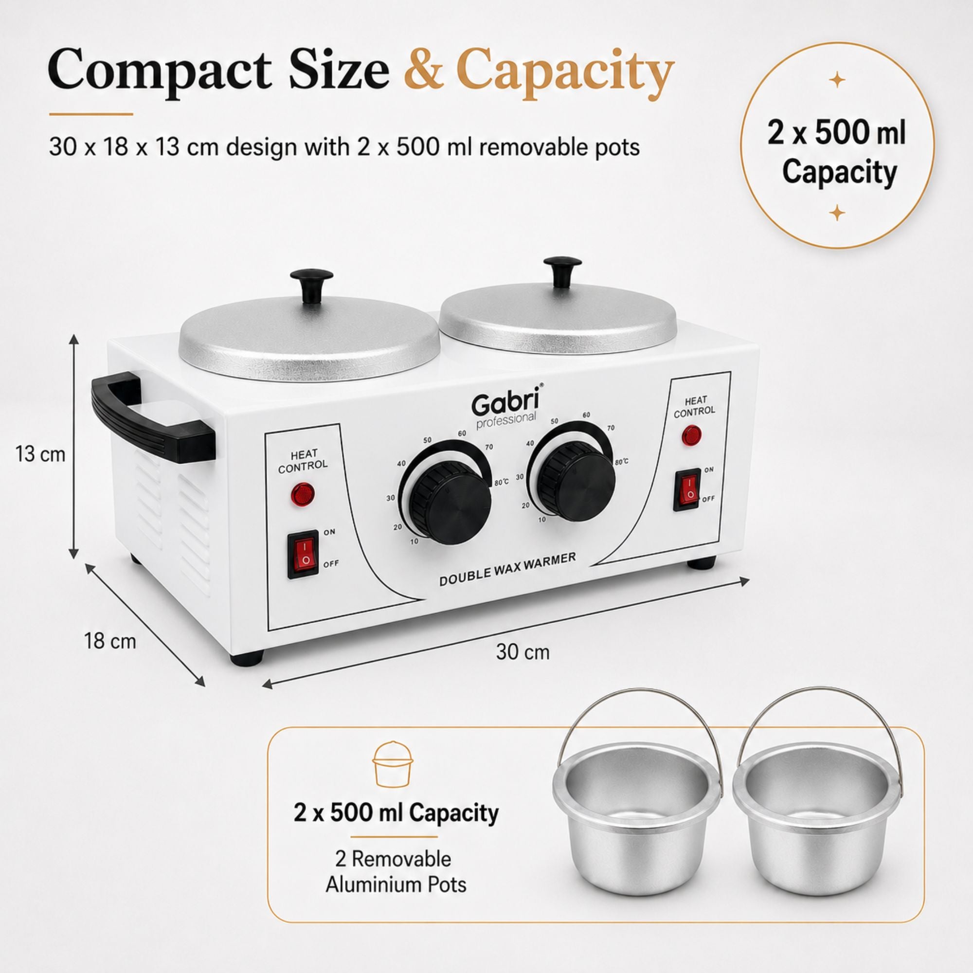 Gabri - Double Pot Wax Heater Warmer (White)