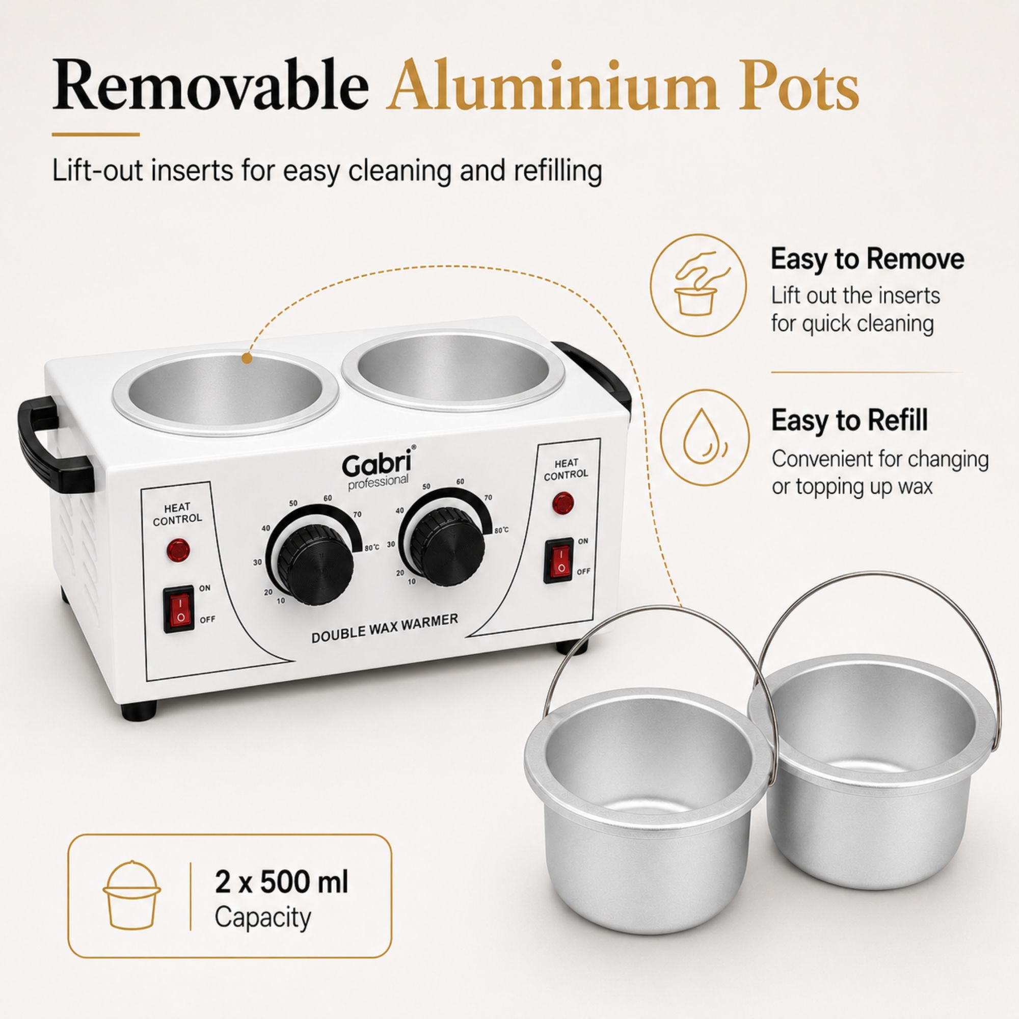 Gabri - Double Pot Wax Heater Warmer (White)