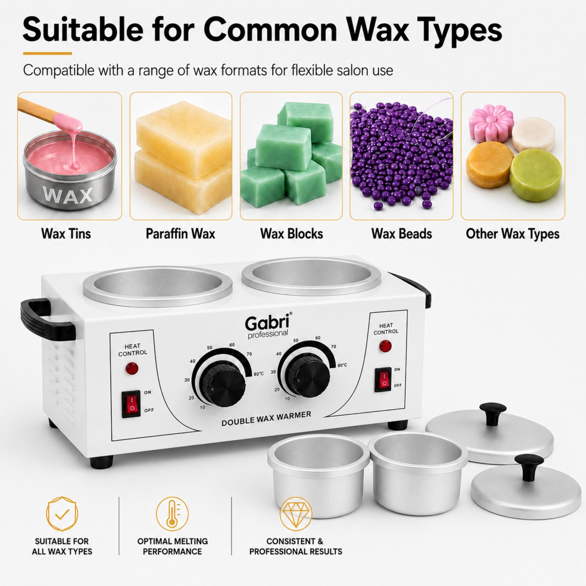 Gabri - Double Pot Wax Heater Warmer (White)