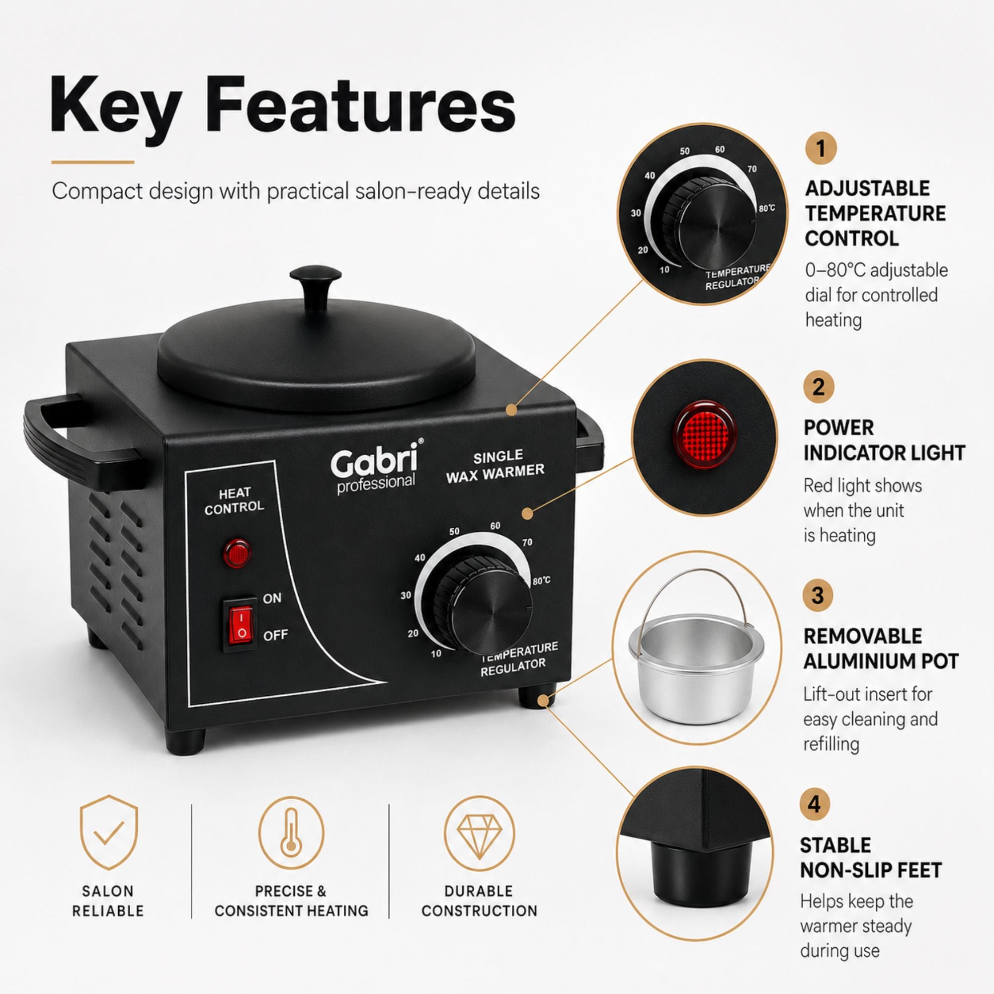 Gabri - Single Pot Wax Heater Warmer (Black)