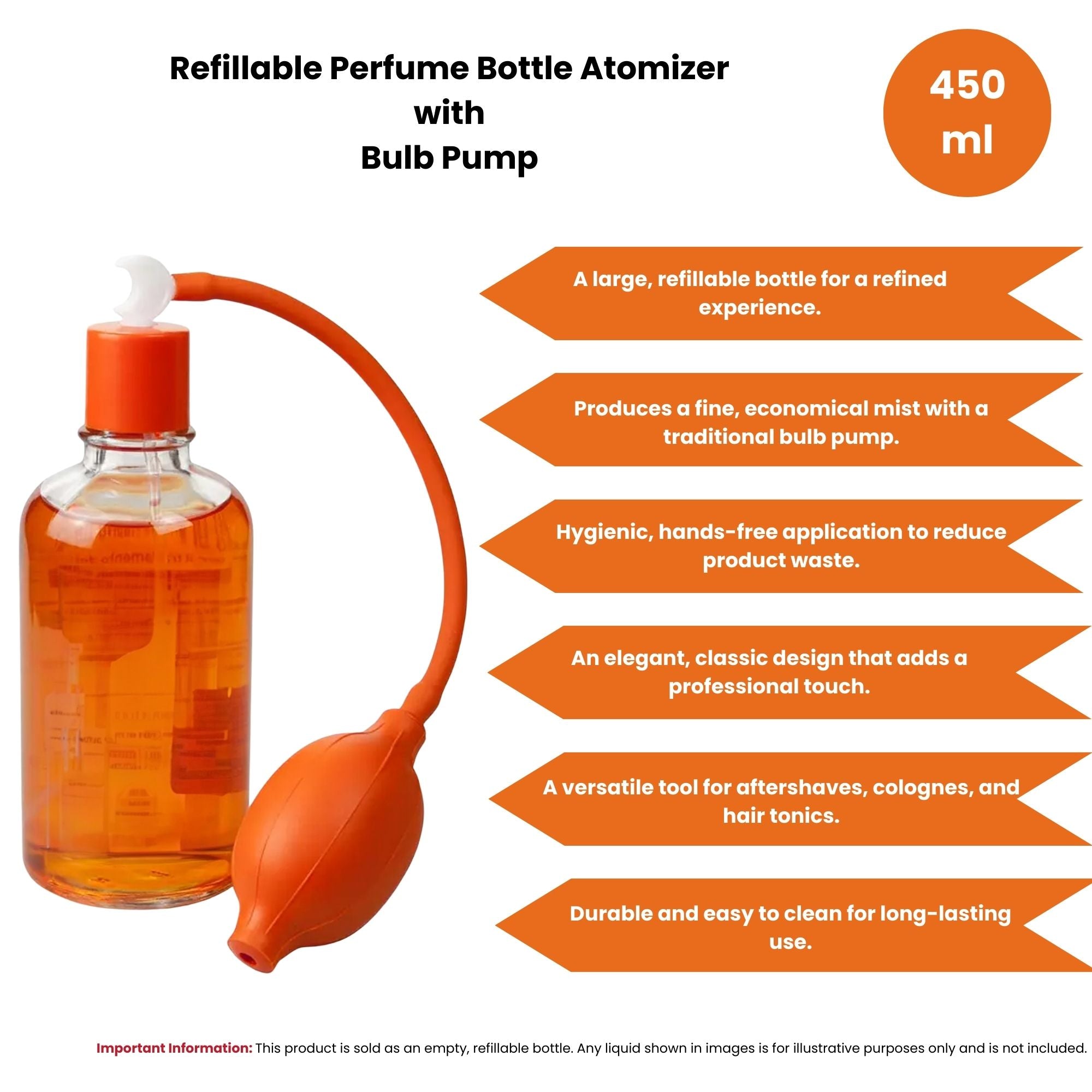 Eson - Refillable Perfume Bottle Atomizer with Bulb Pump 450ml