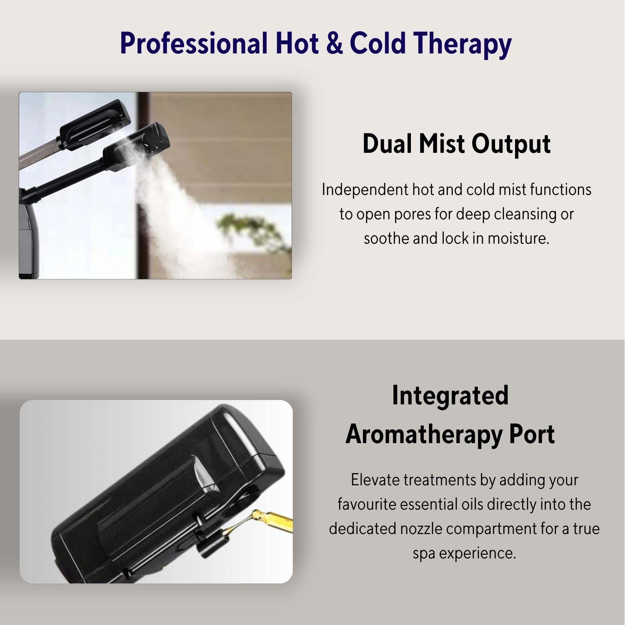 Eson - Professional 2-in-1 Hot & Cold Facial Steamer with UV Ozone Purifier - Black