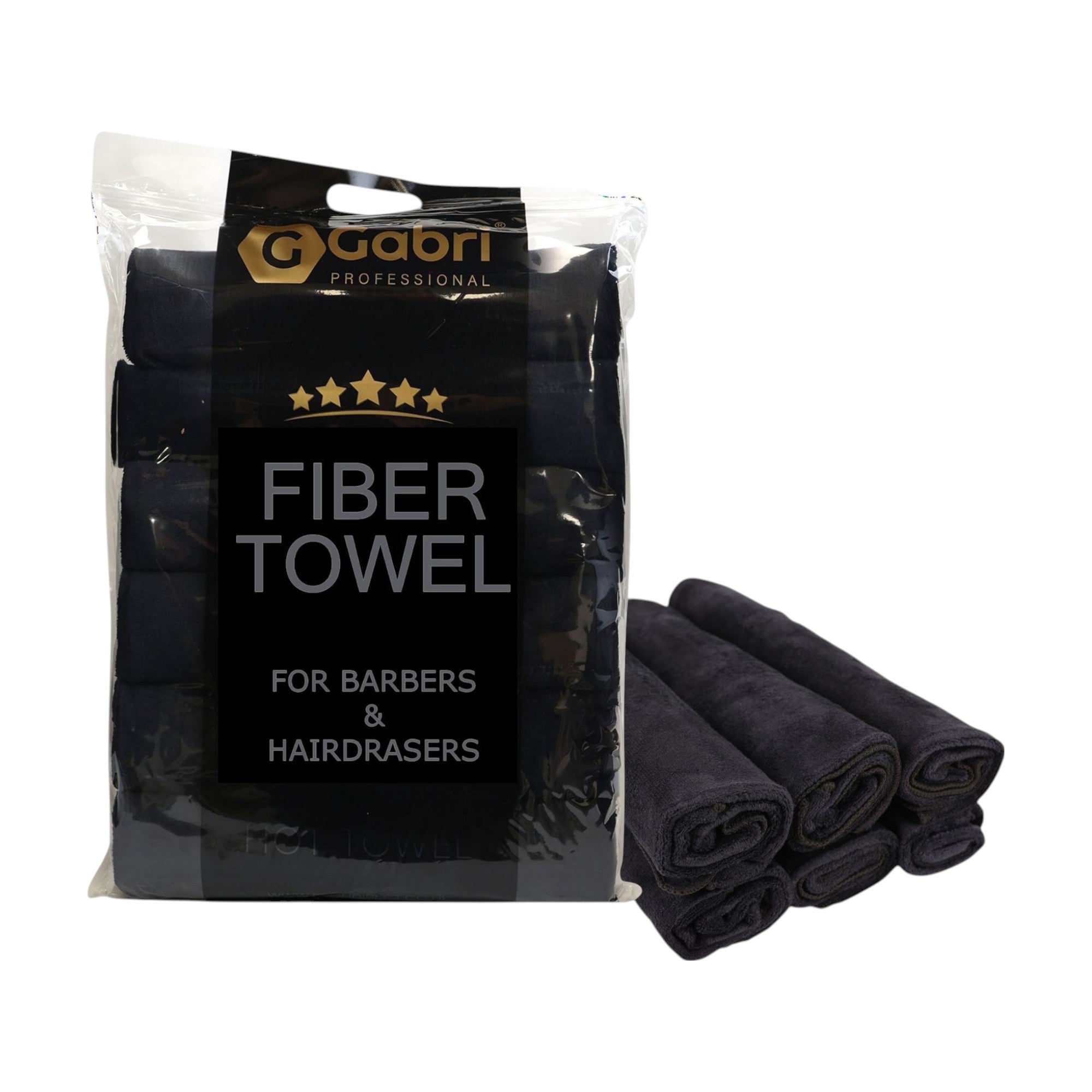 Gabri - Premium Salon Fibre Towel Black (Pack of 6)