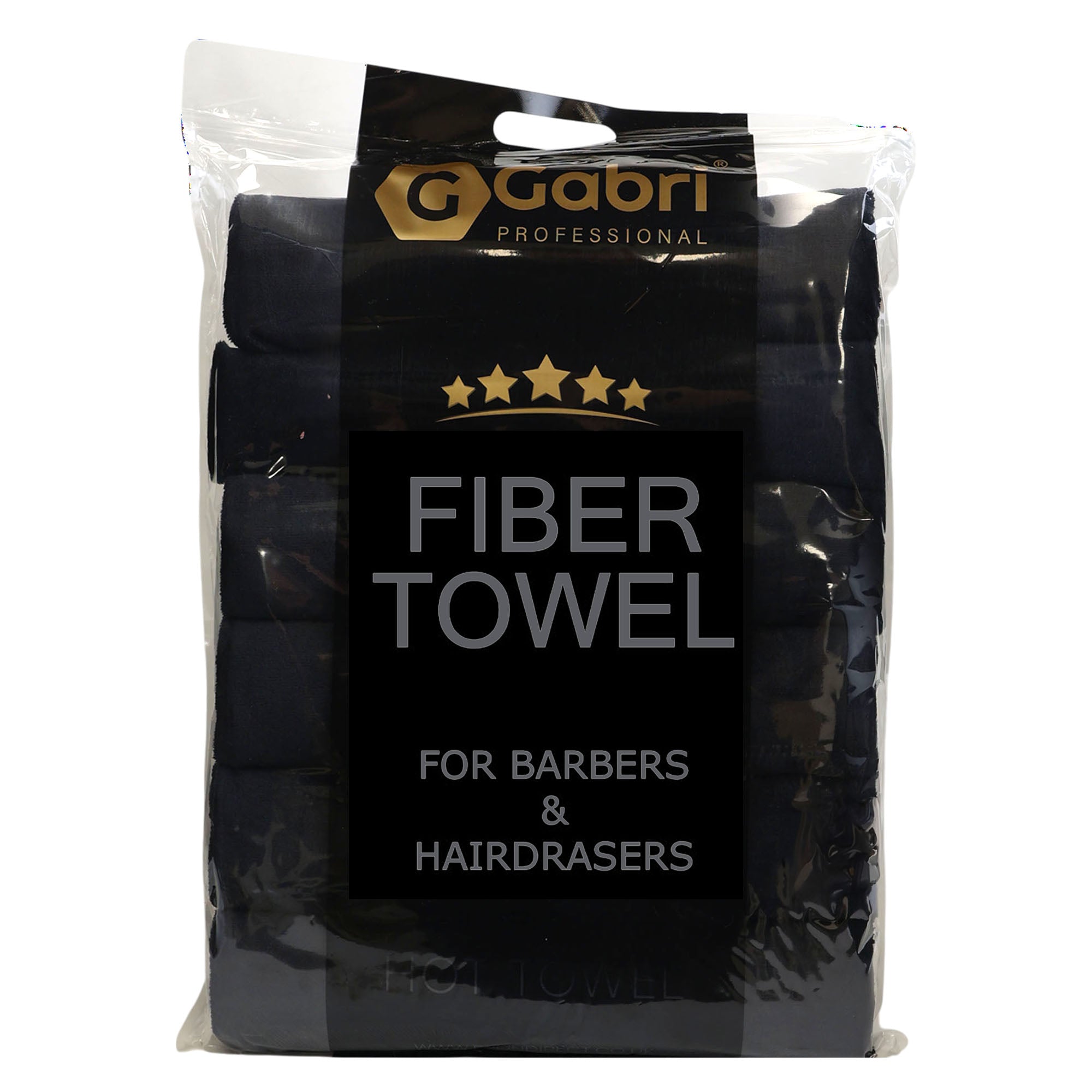 Gabri - Premium Salon Fibre Towel Black (Pack of 6)