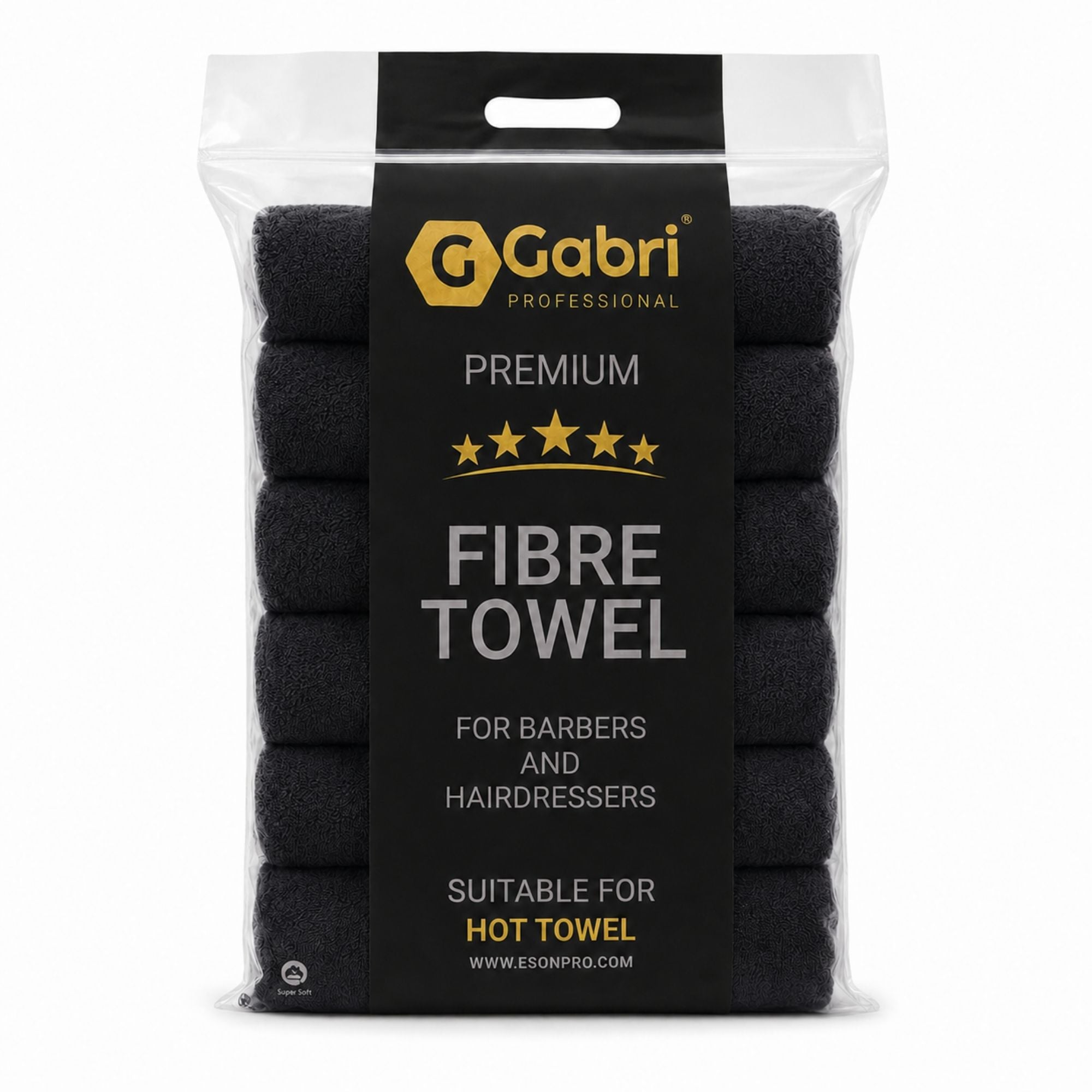 Gabri - Premium Salon Fibre Towel Black (Pack of 6)
