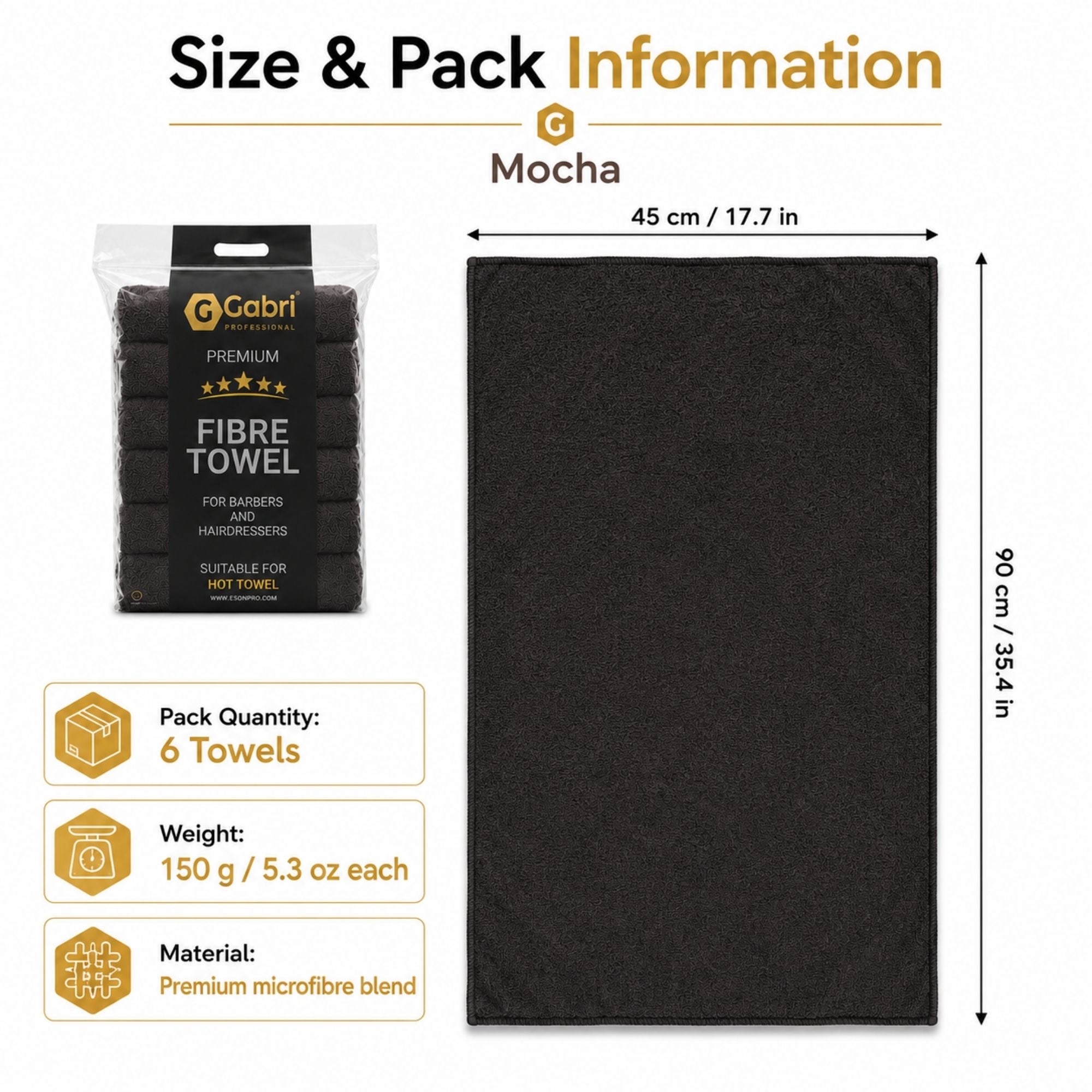 Gabri - Premium Salon Fibre Towel Black (Pack of 6)