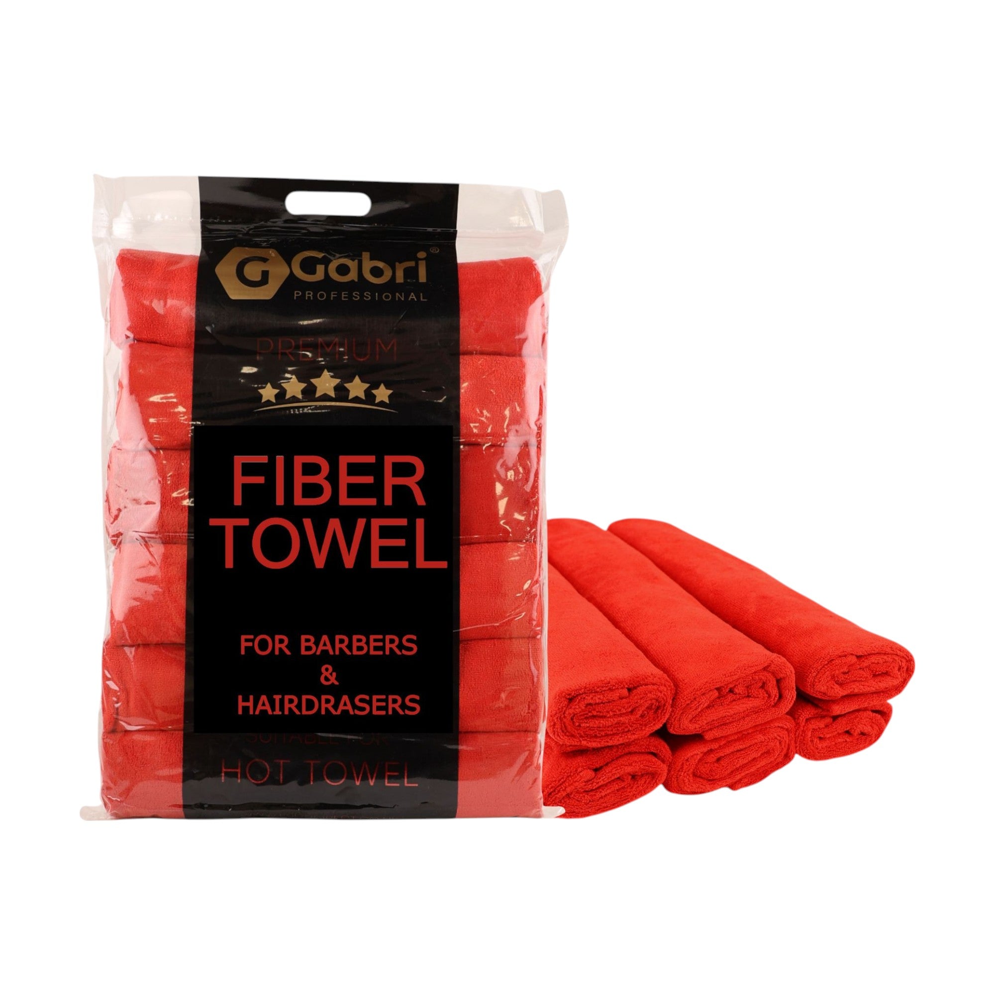 Gabri - Premium Salon Fibre Towel Red (Pack of 6)