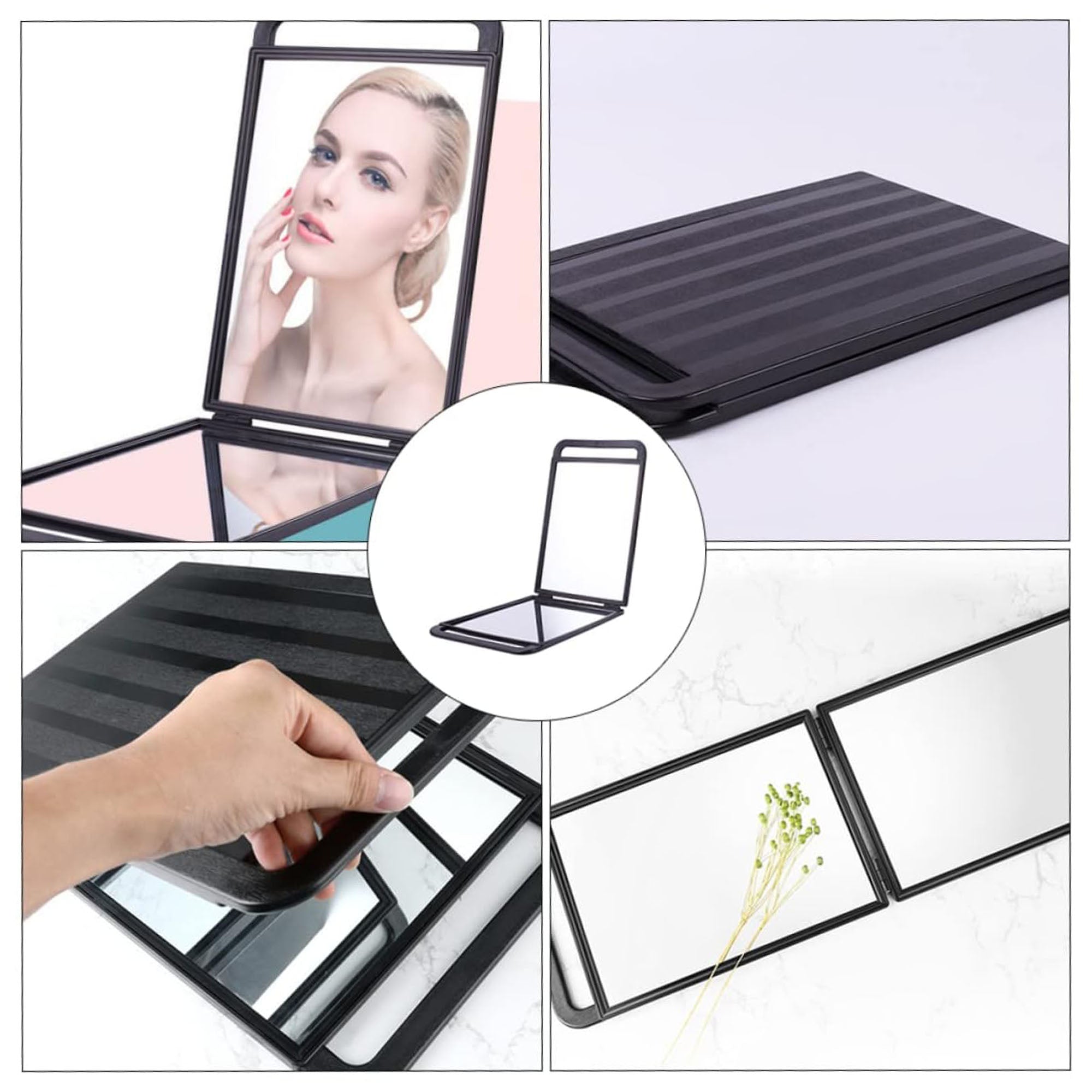 Eson - Double Sided Folding Rectangular Mirror Black 23.5x36cm