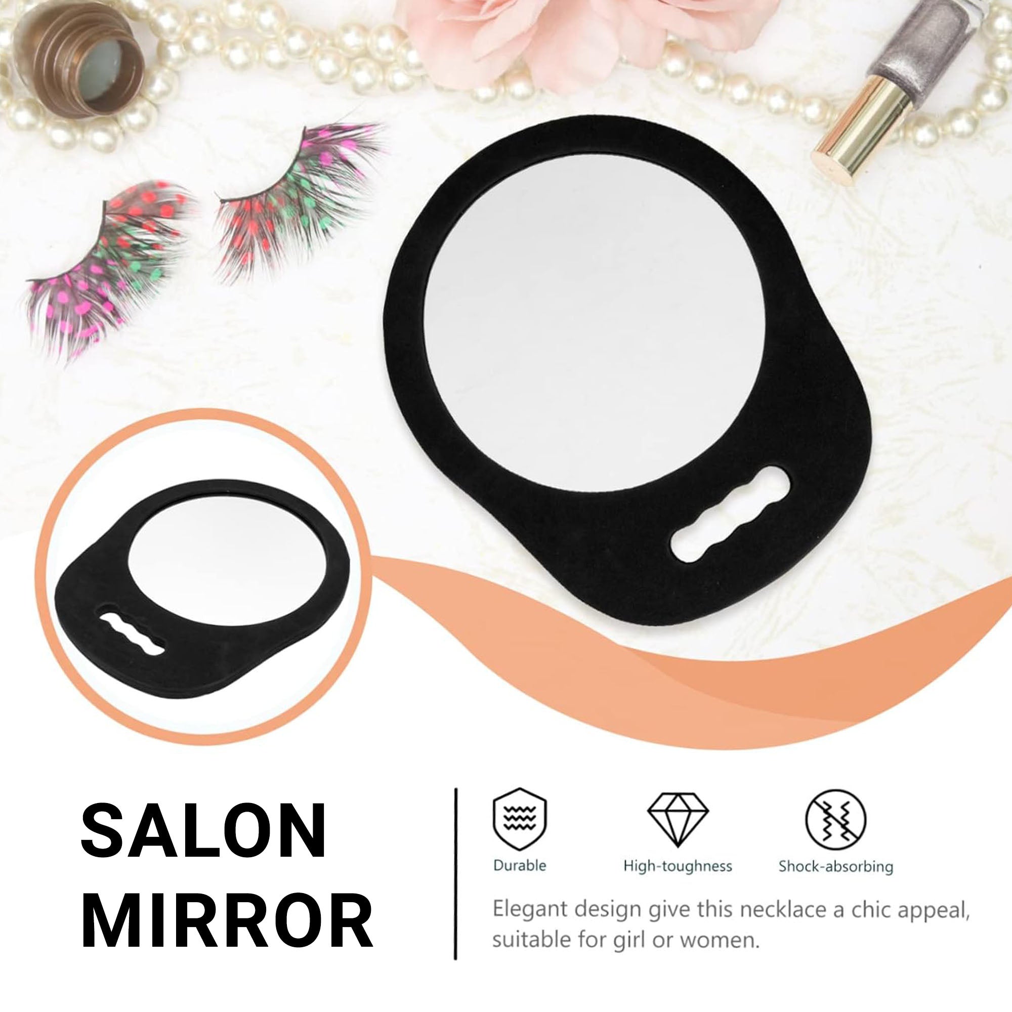 Eson - Salon Mirror Round Foam Handheld 34x28cm