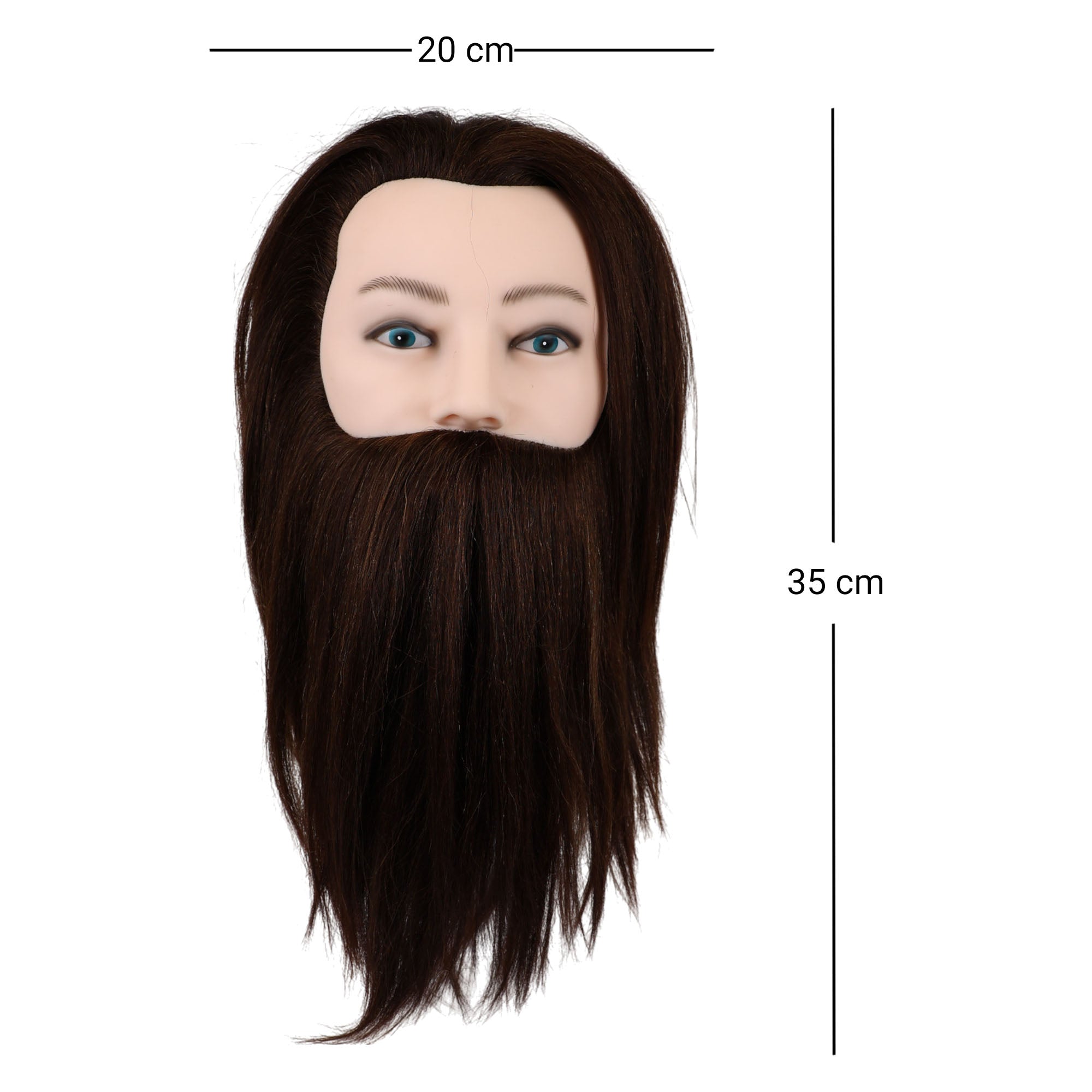 Eson - Gents Mannequin Training Head With Beard 100% Human Hair